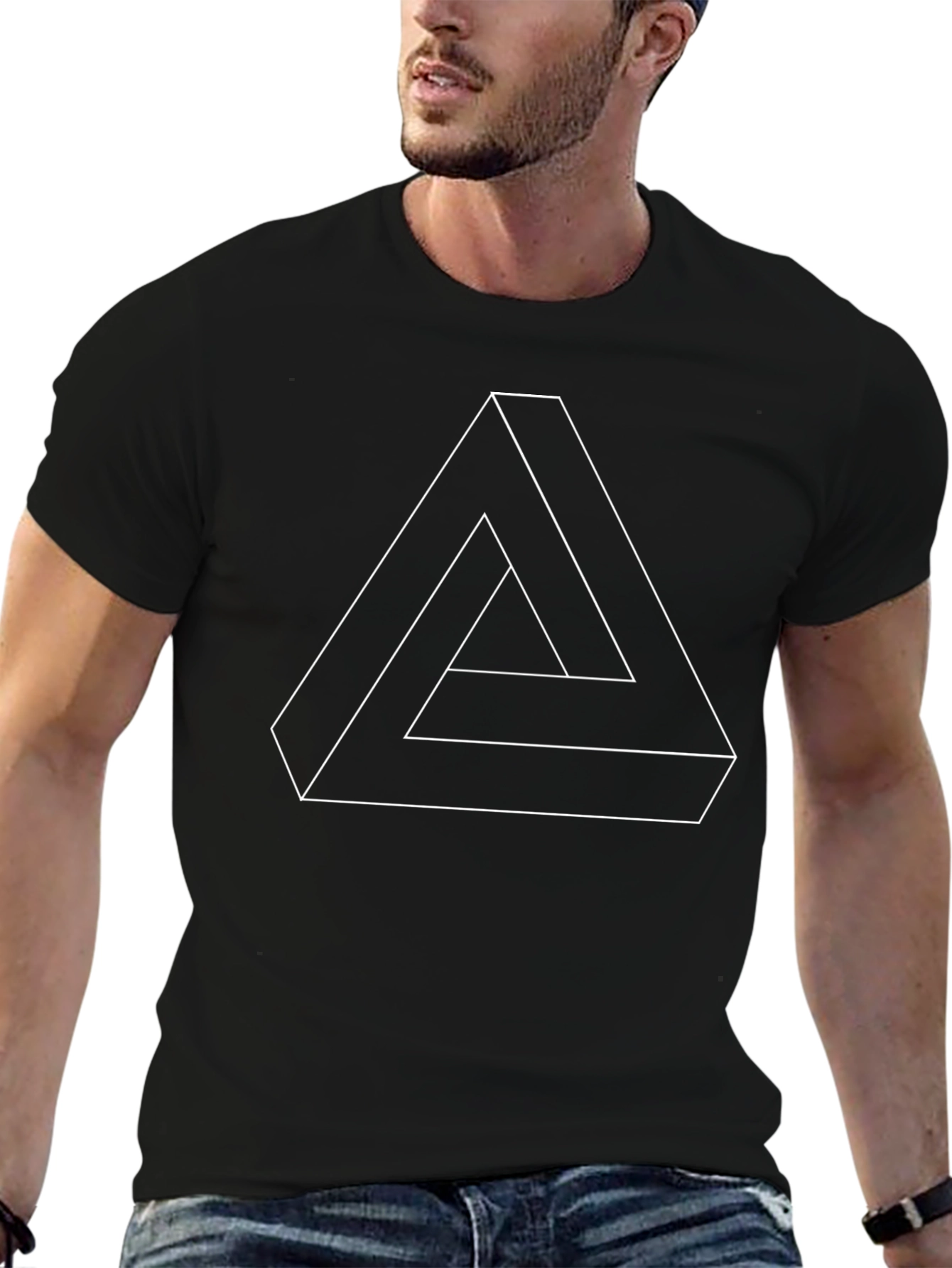 Impossible Triangle Graphic Tee - Black Cotton Casual Shirt