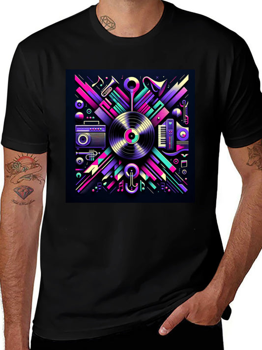 Vibrant Music Art Black T-Shirt