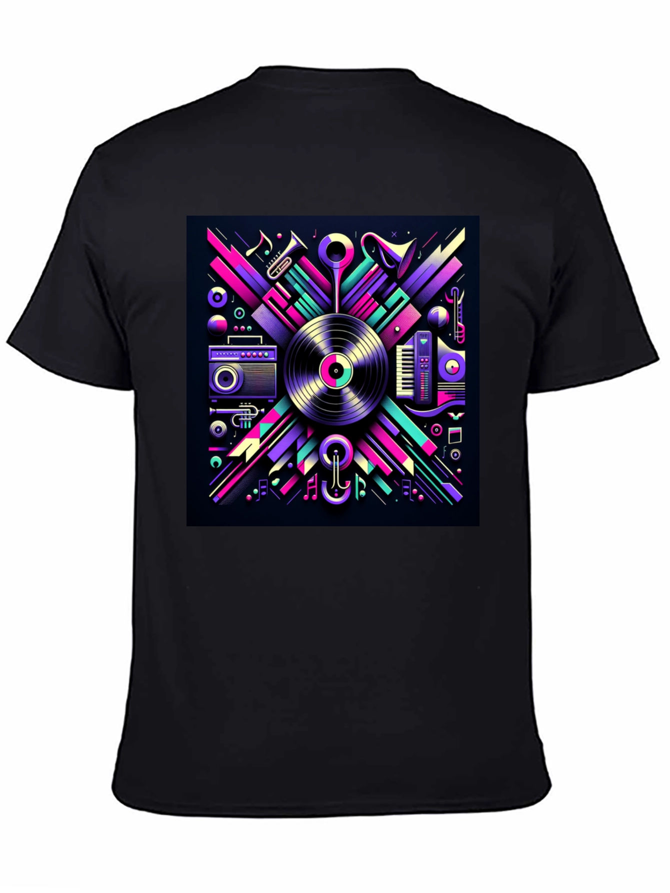 Vibrant Music Art Black T-Shirt