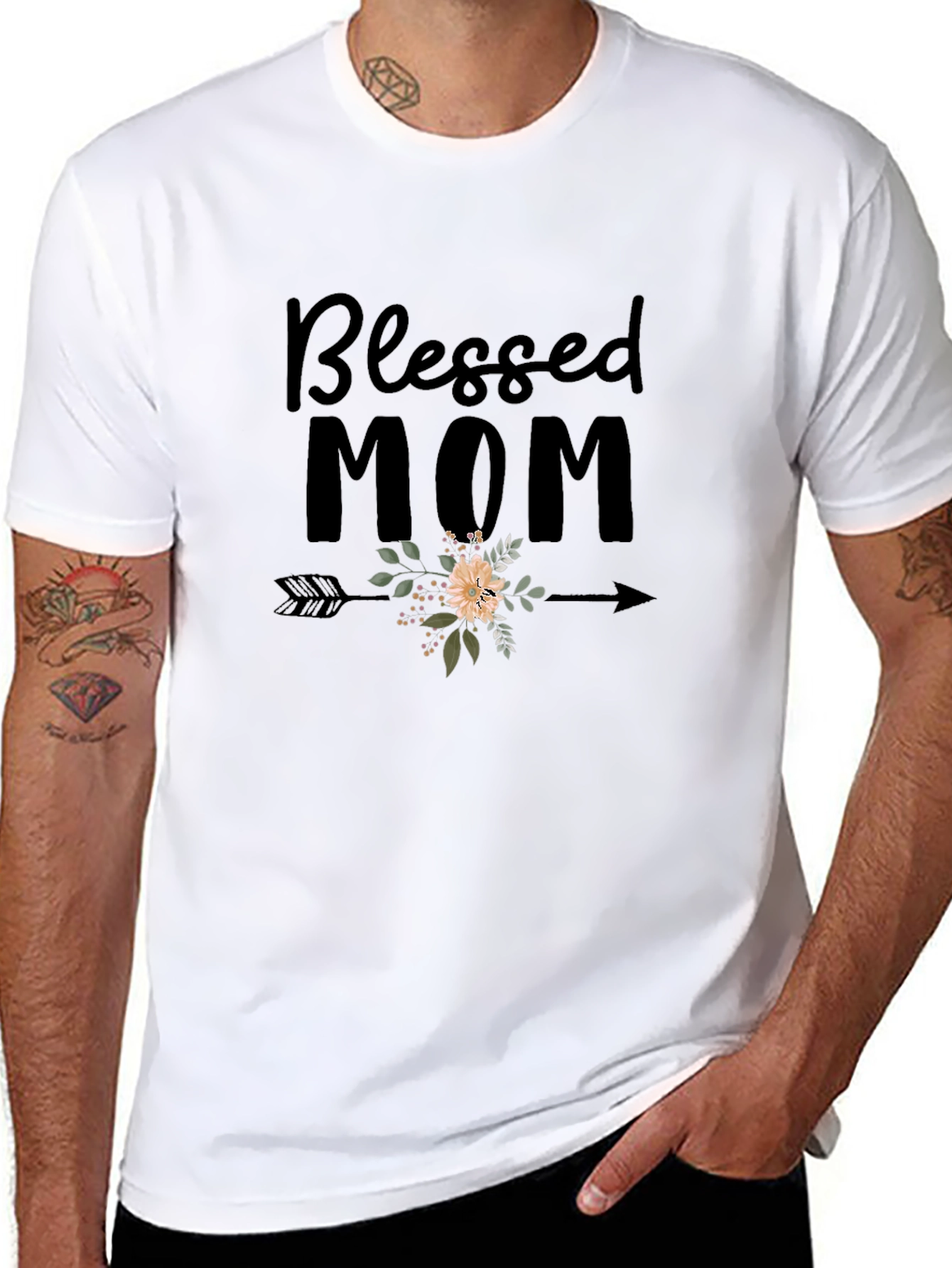 Blessed Mom Graphic T-Shirt - Trendy Womens Top