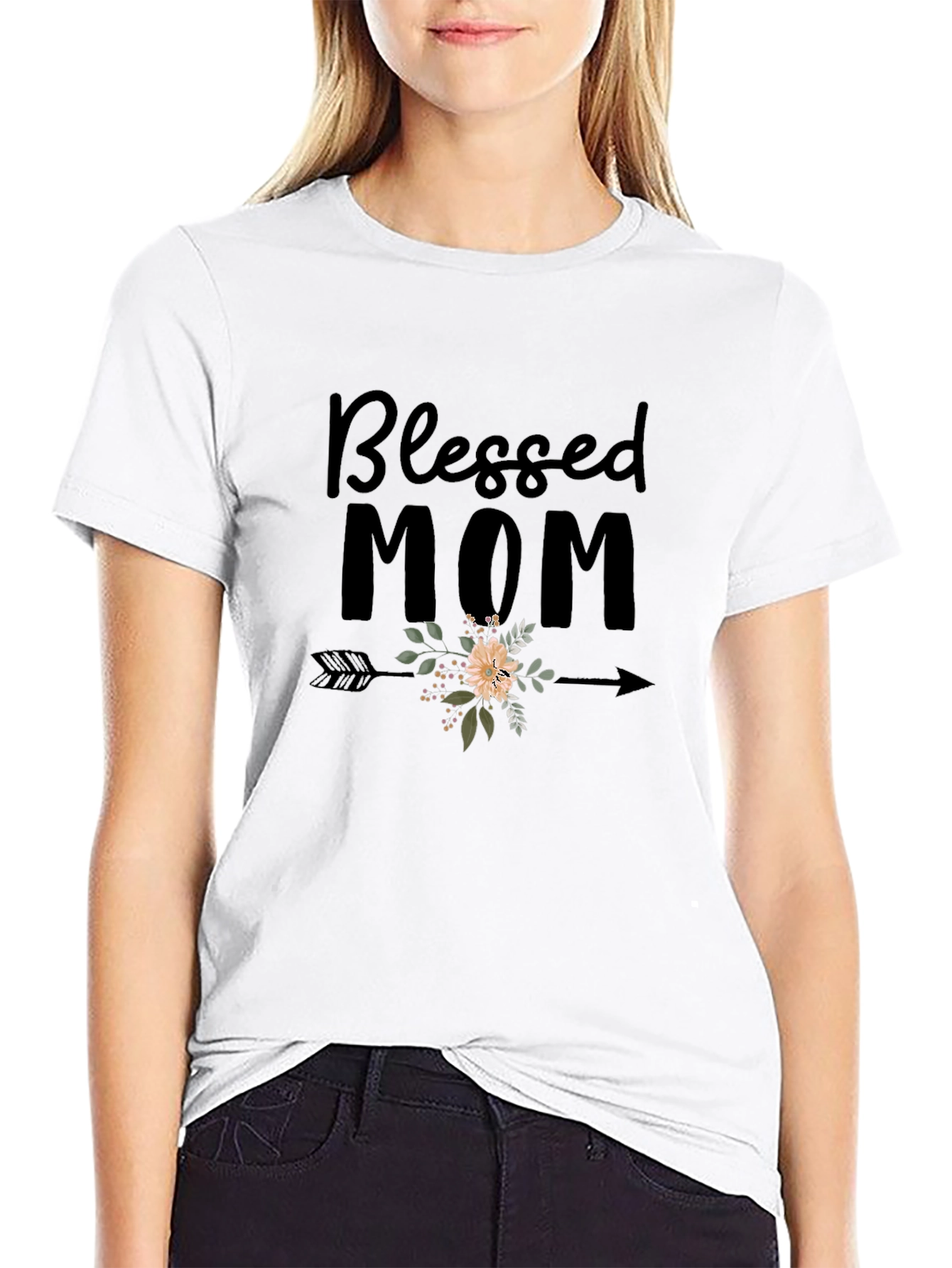 Blessed Mom Graphic T-Shirt - Trendy Womens Top