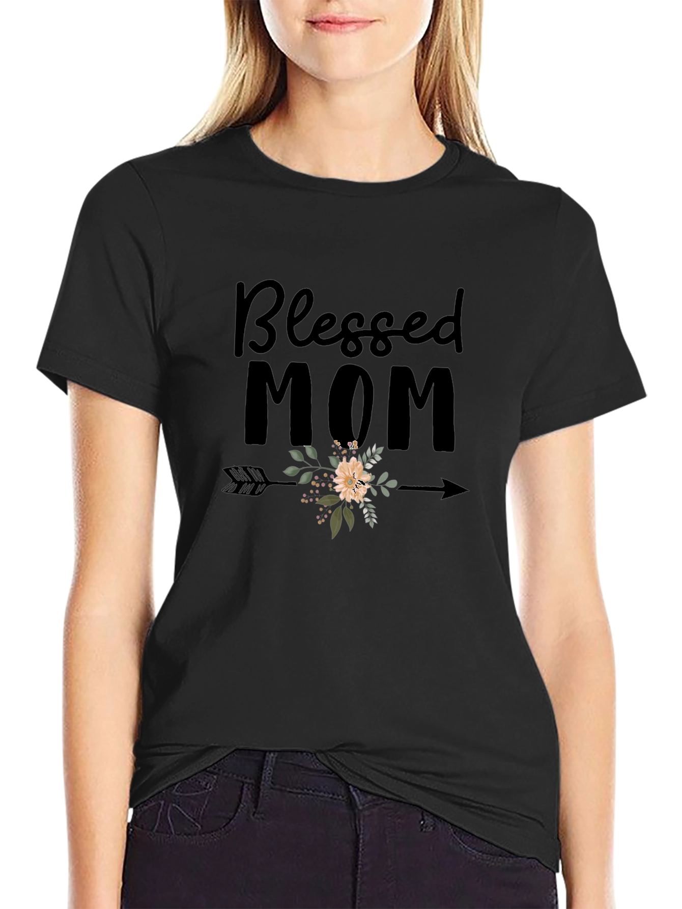 Blessed Mom Graphic T-Shirt - Trendy Womens Top