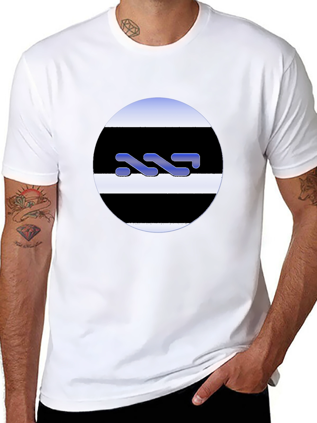 Modern Graphic Tee - Striped Circle Design