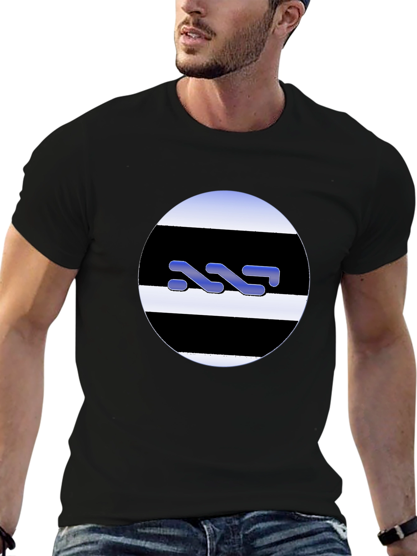 Modern Graphic Tee - Striped Circle Design
