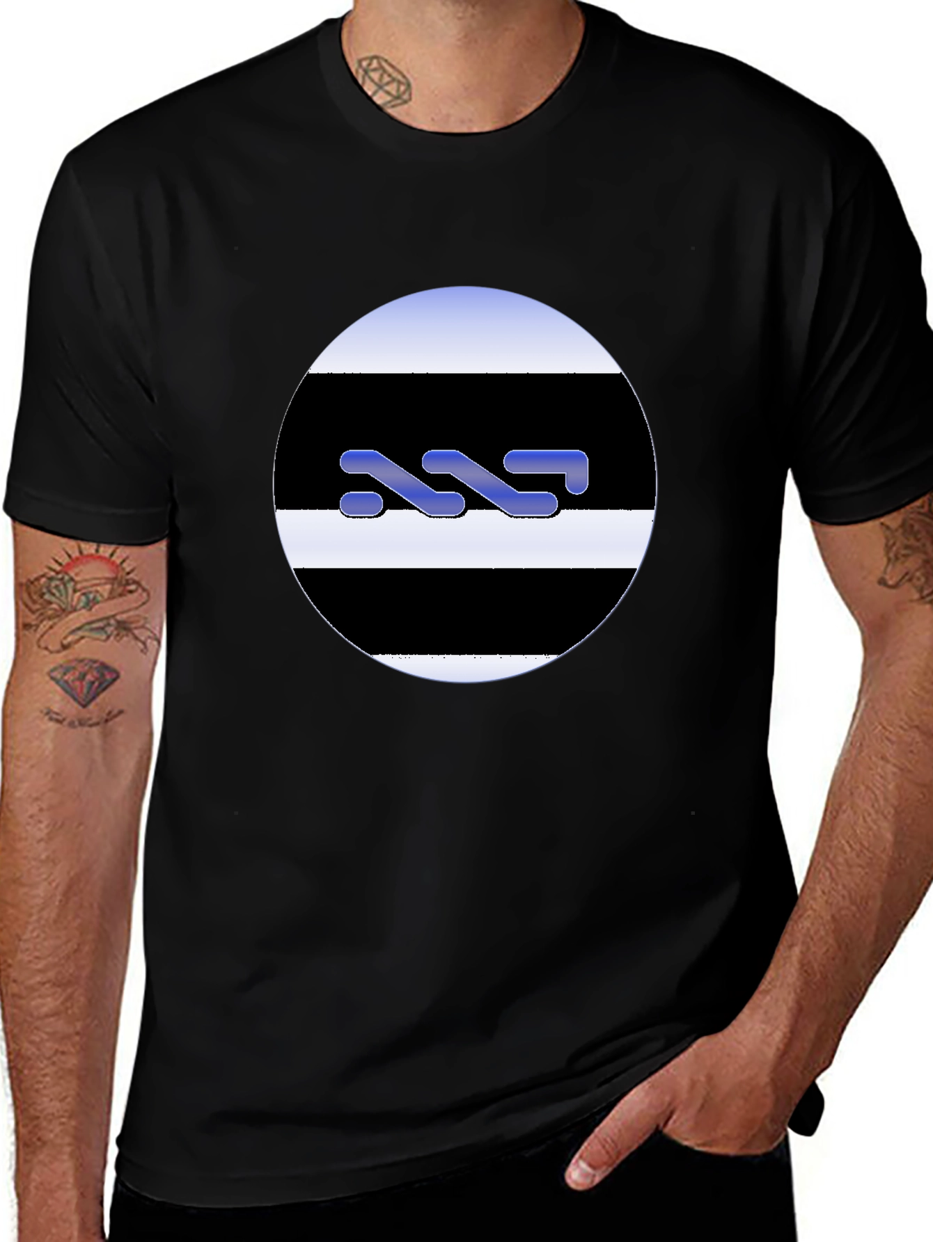 Modern Graphic Tee - Striped Circle Design