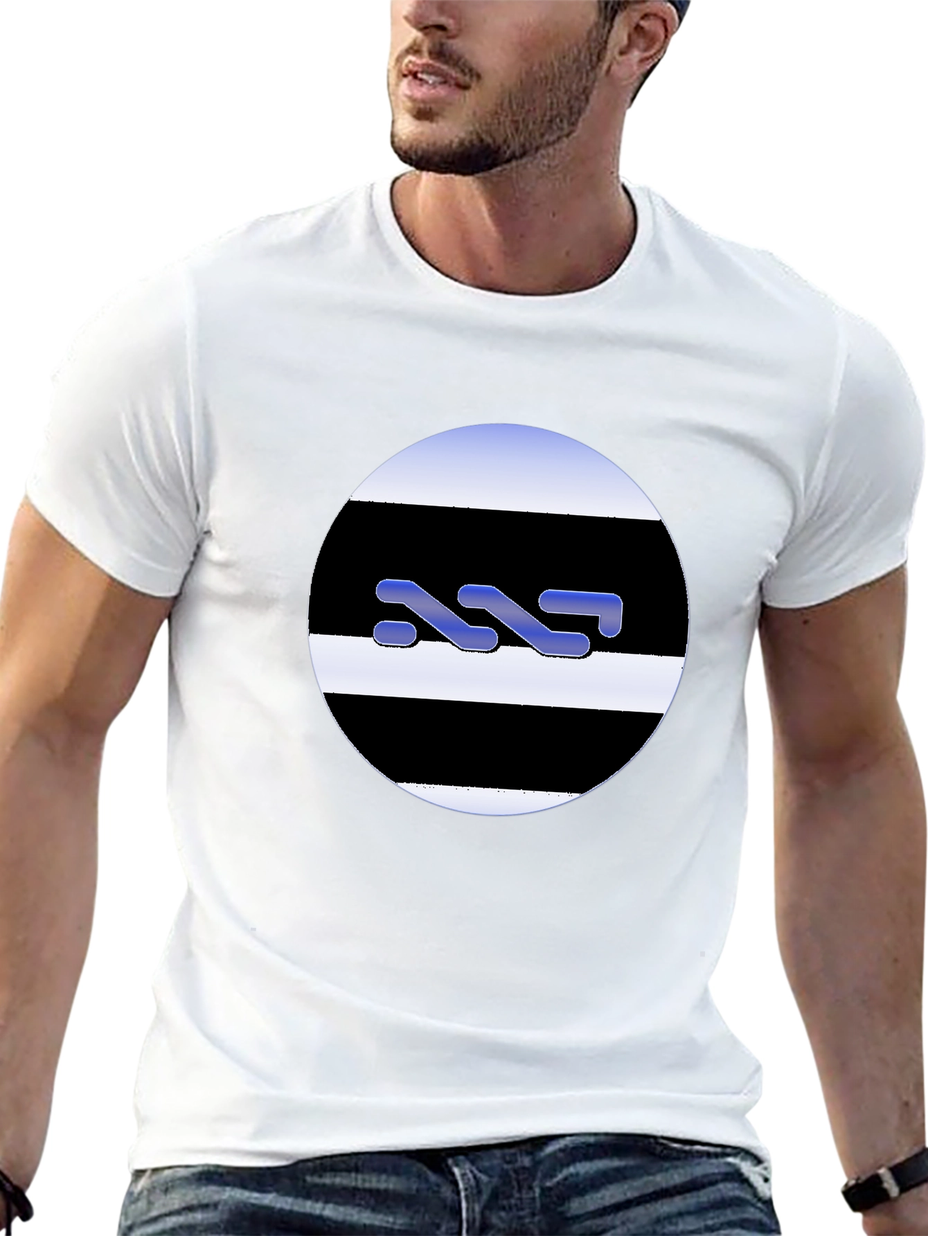 Modern Graphic Tee - Striped Circle Design