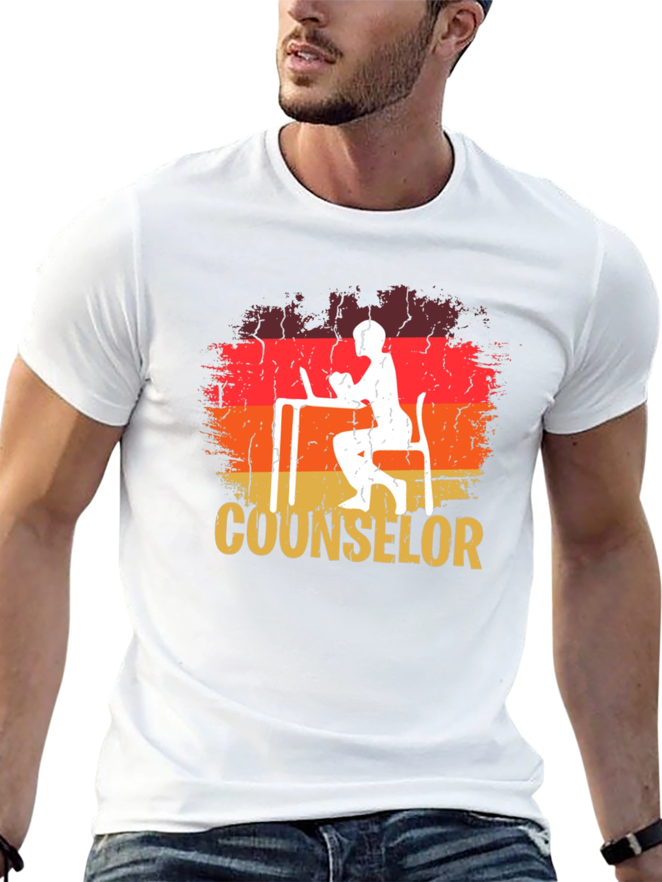 Counselor Retro Graphic Tee - Black Cotton T-Shirt