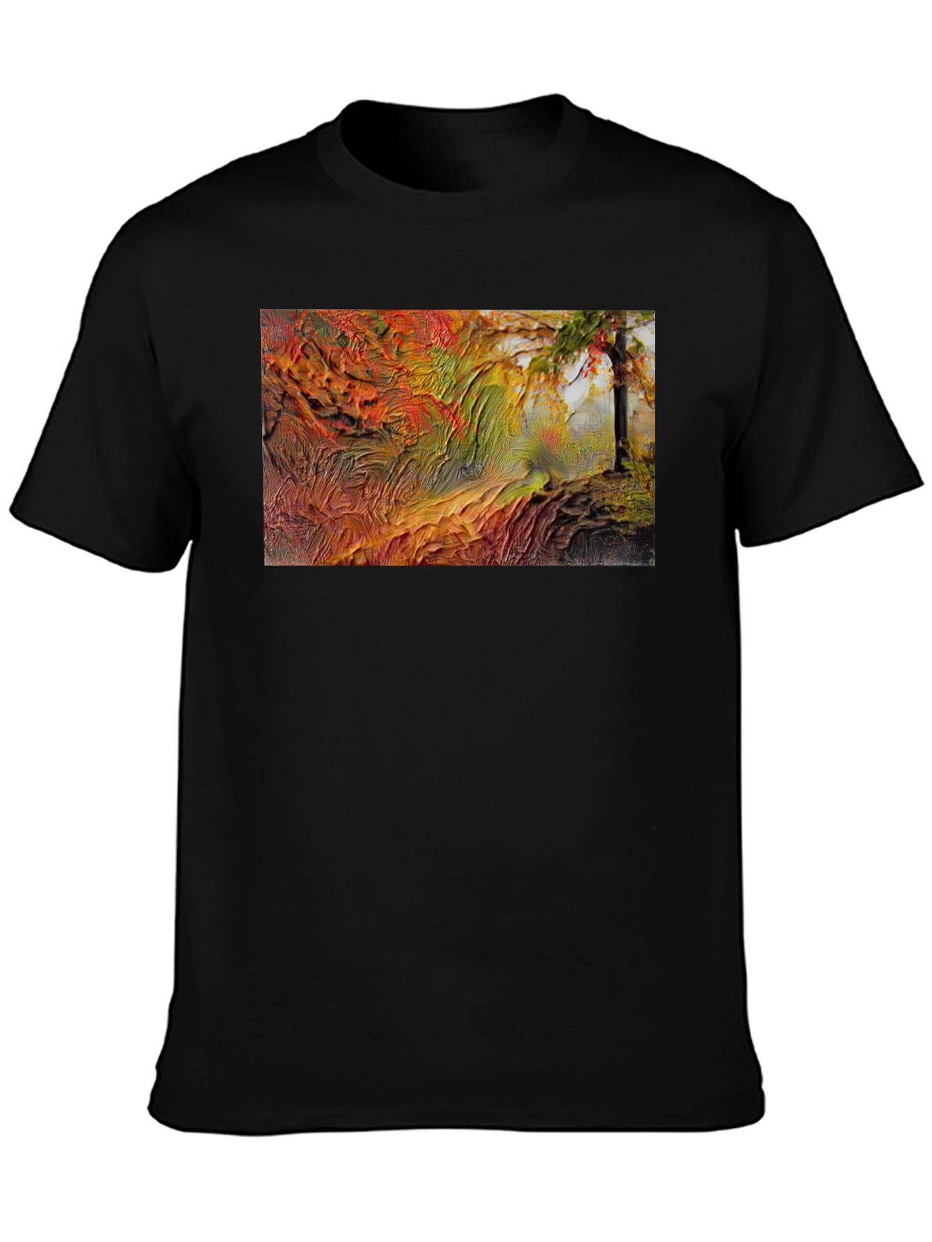 Textured Autumn Landscape Black T-Shirt