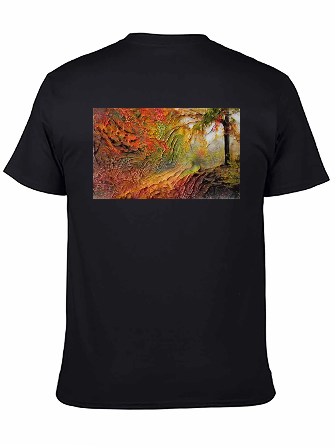Textured Autumn Landscape Black T-Shirt