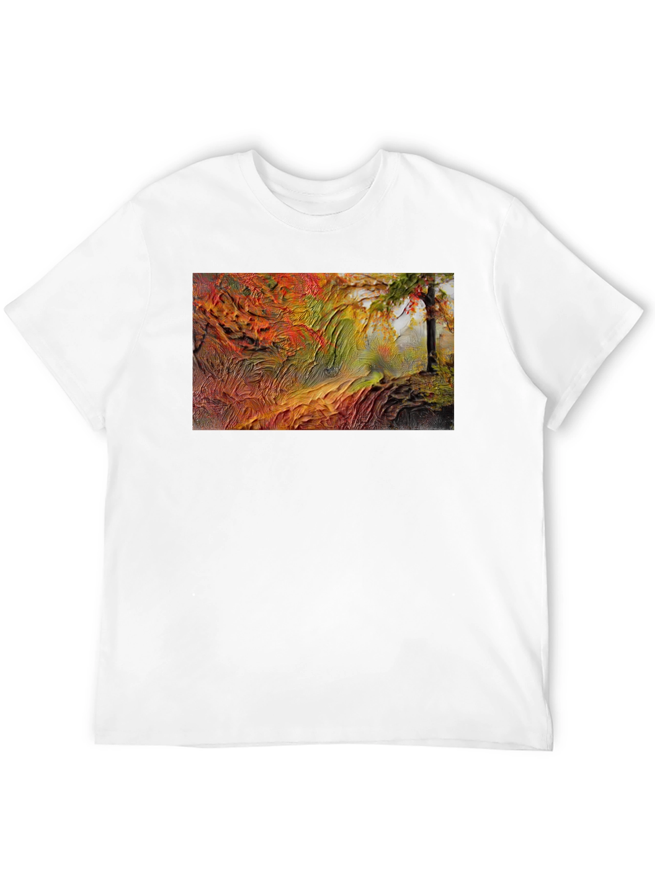 Textured Autumn Landscape Black T-Shirt