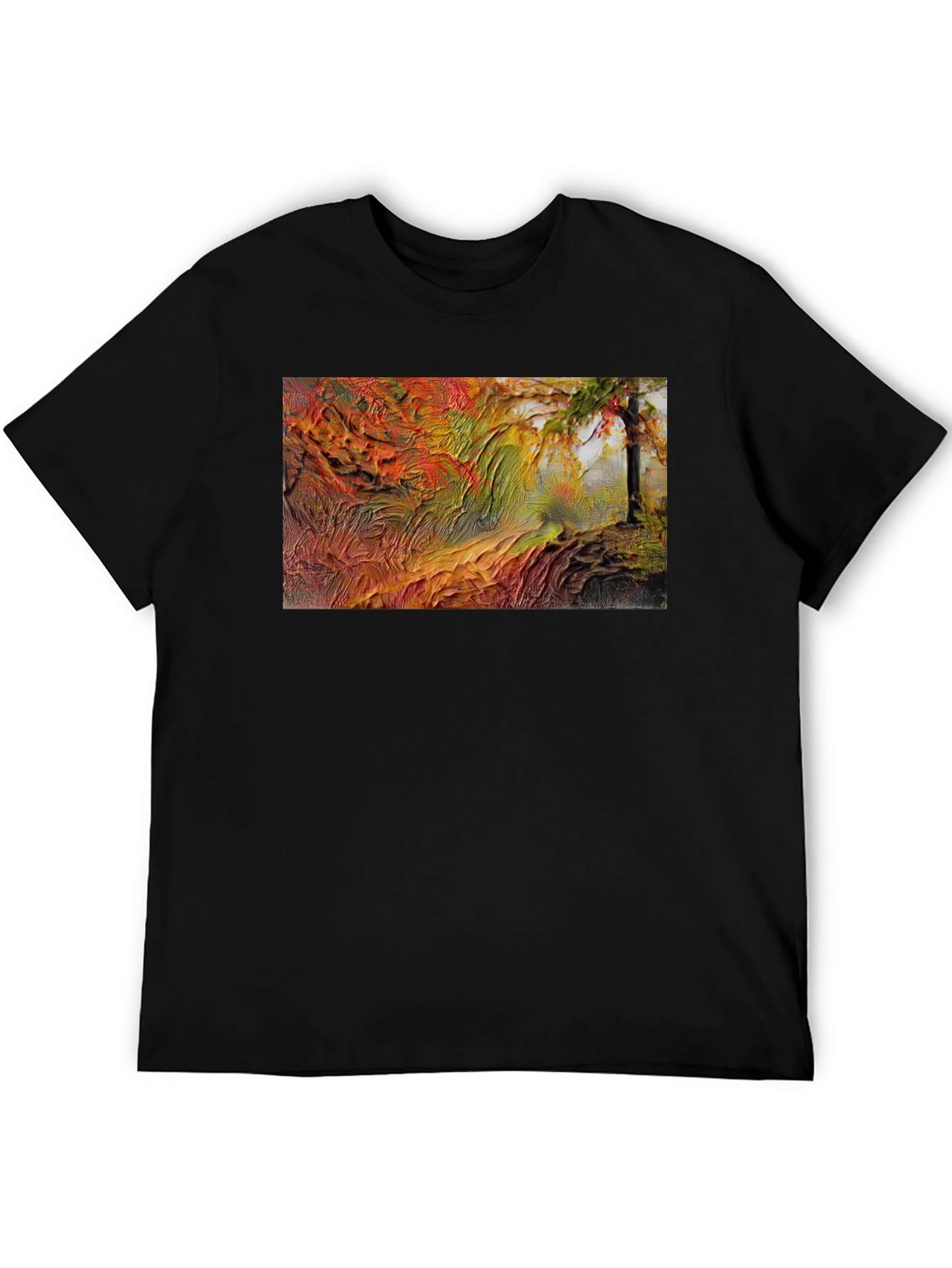 Textured Autumn Landscape Black T-Shirt