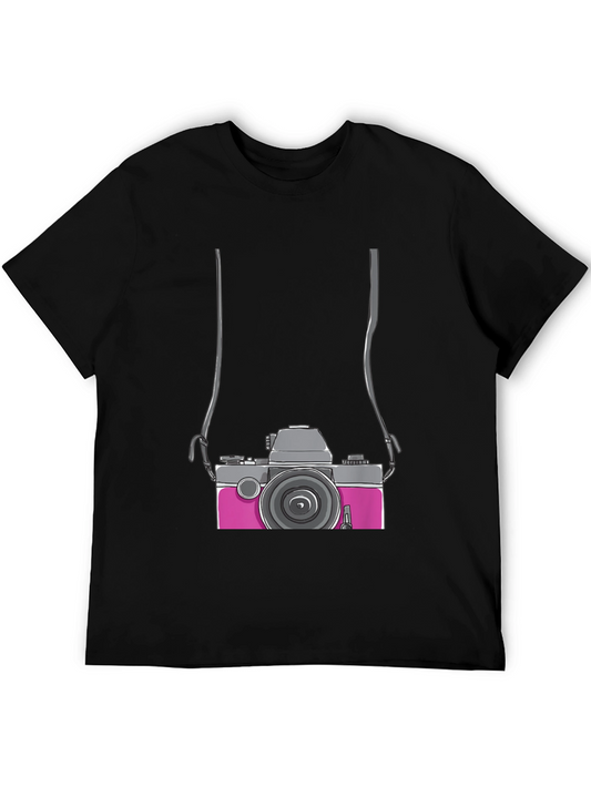 Vintage Camera Graphic Tee - Black Cotton