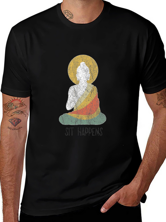 Sit Happens Buddha Graphic Tee - Black