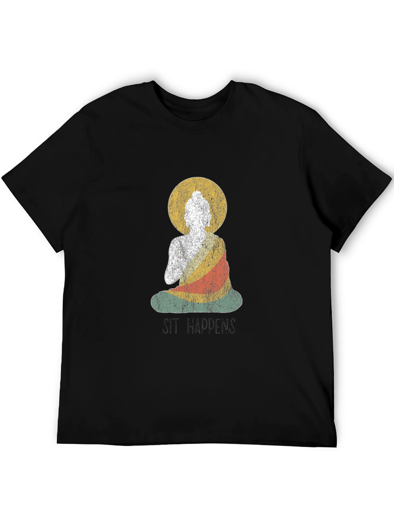 Sit Happens Buddha Graphic Tee - Black