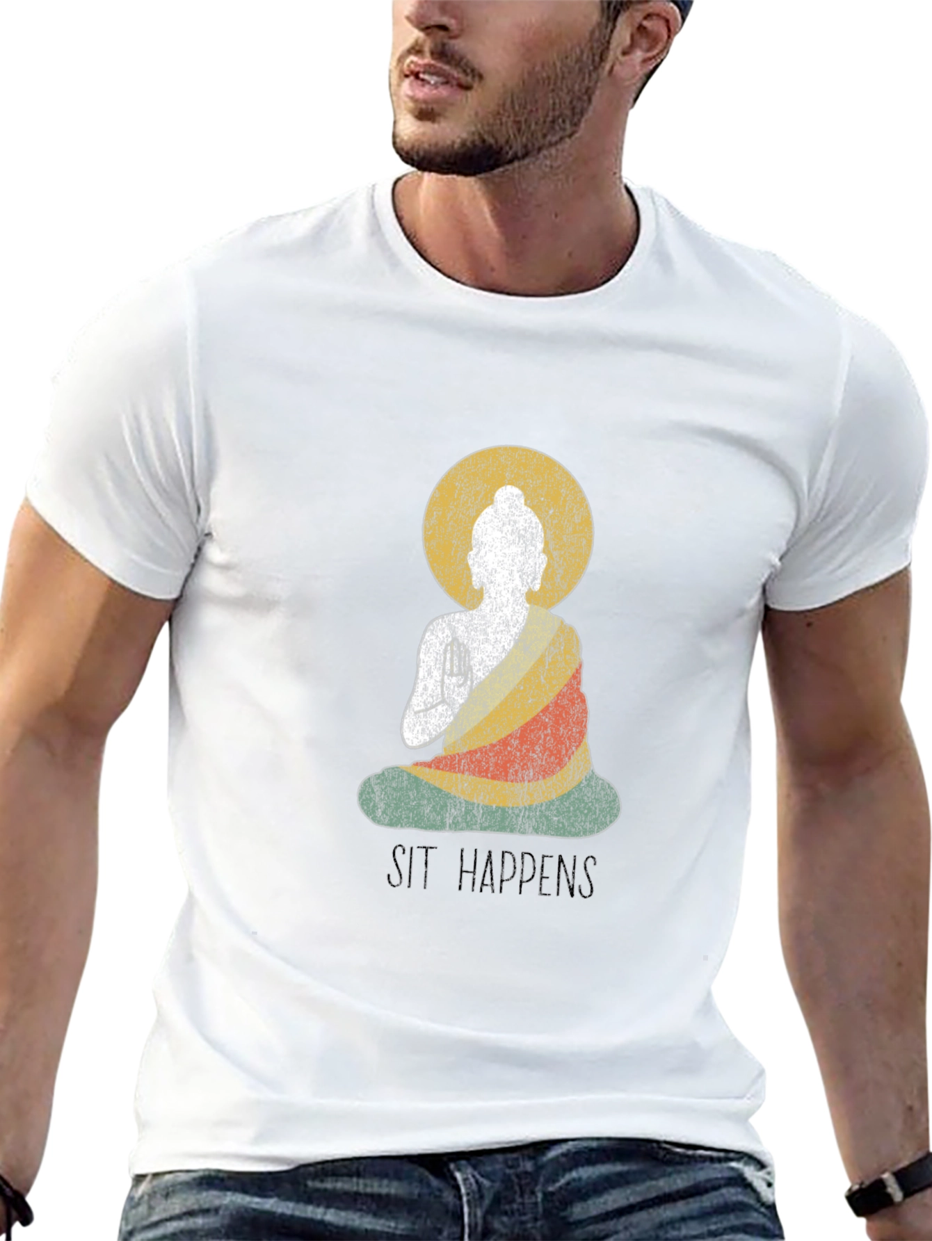 Sit Happens Buddha Graphic Tee - Black