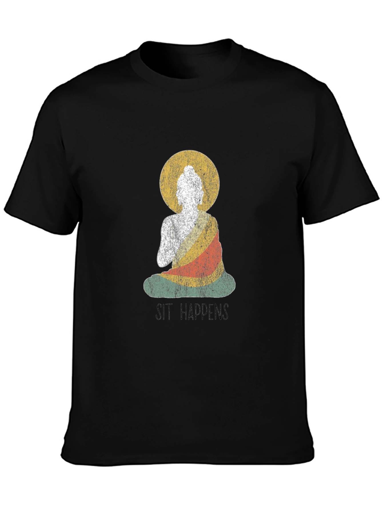 Sit Happens Buddha Graphic Tee - Black