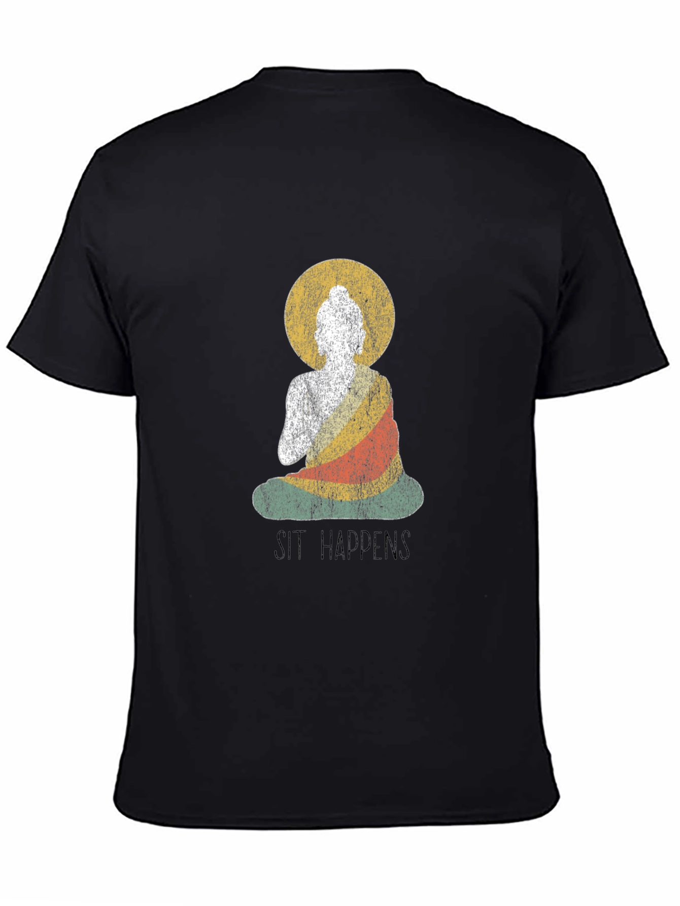 Sit Happens Buddha Graphic Tee - Black