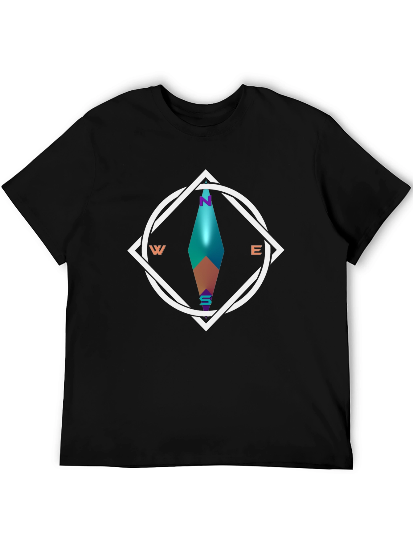 Geometric Compass Graphic Tee - Stylish Black T-Shirt