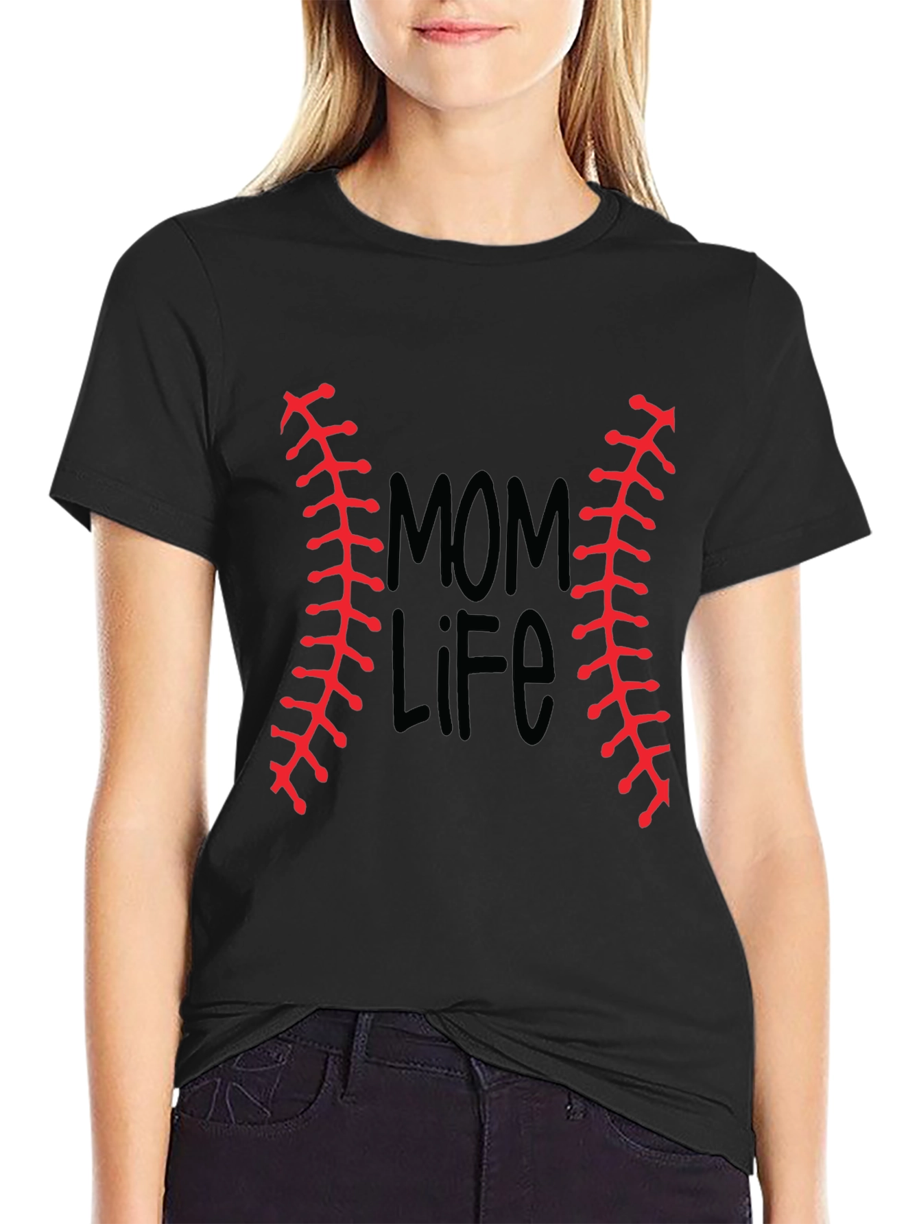 Mom Life Baseball Stitch T-Shirt