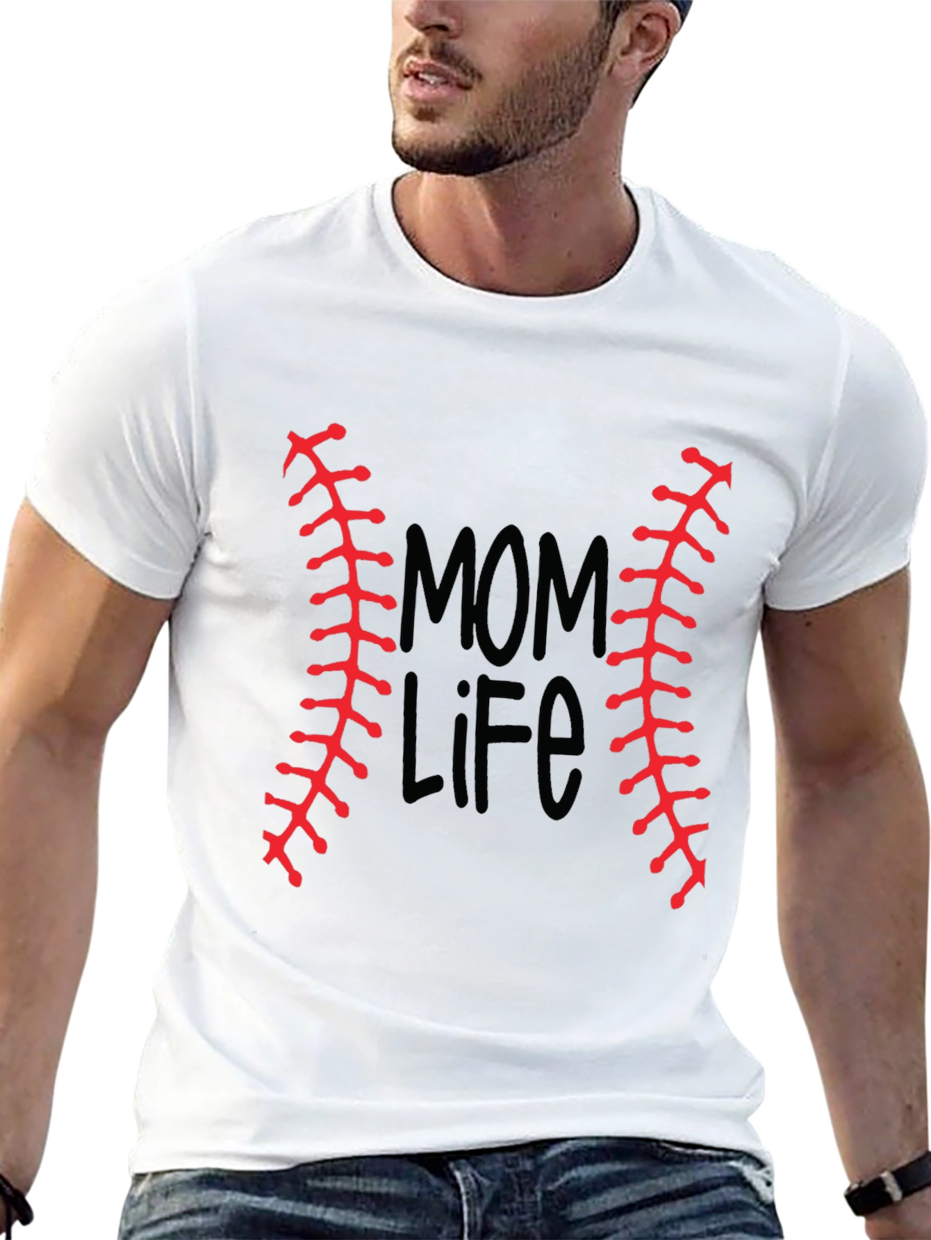 Mom Life Baseball Stitch T-Shirt
