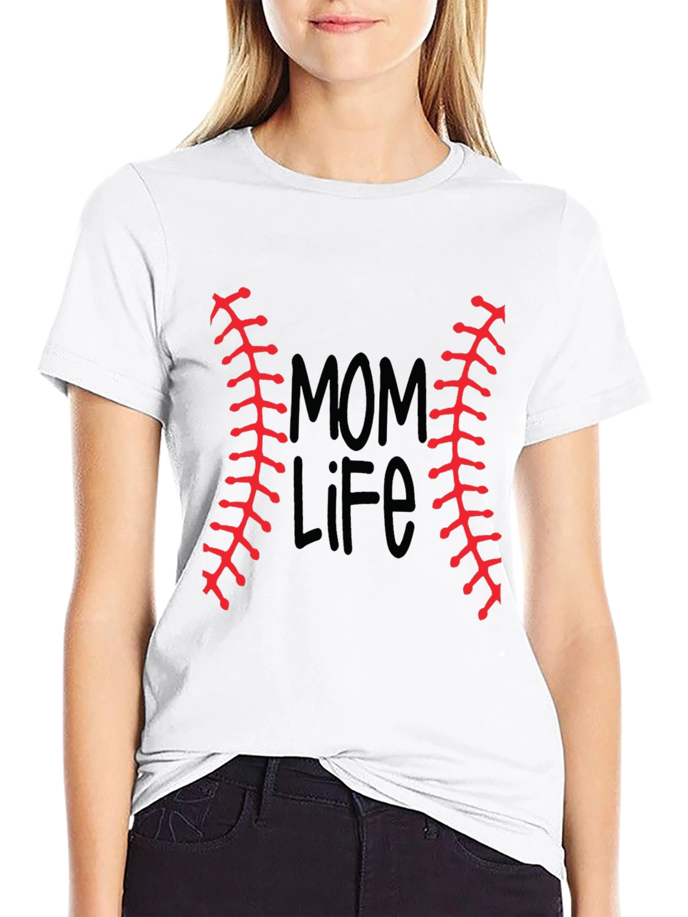 Mom Life Baseball Stitch T-Shirt
