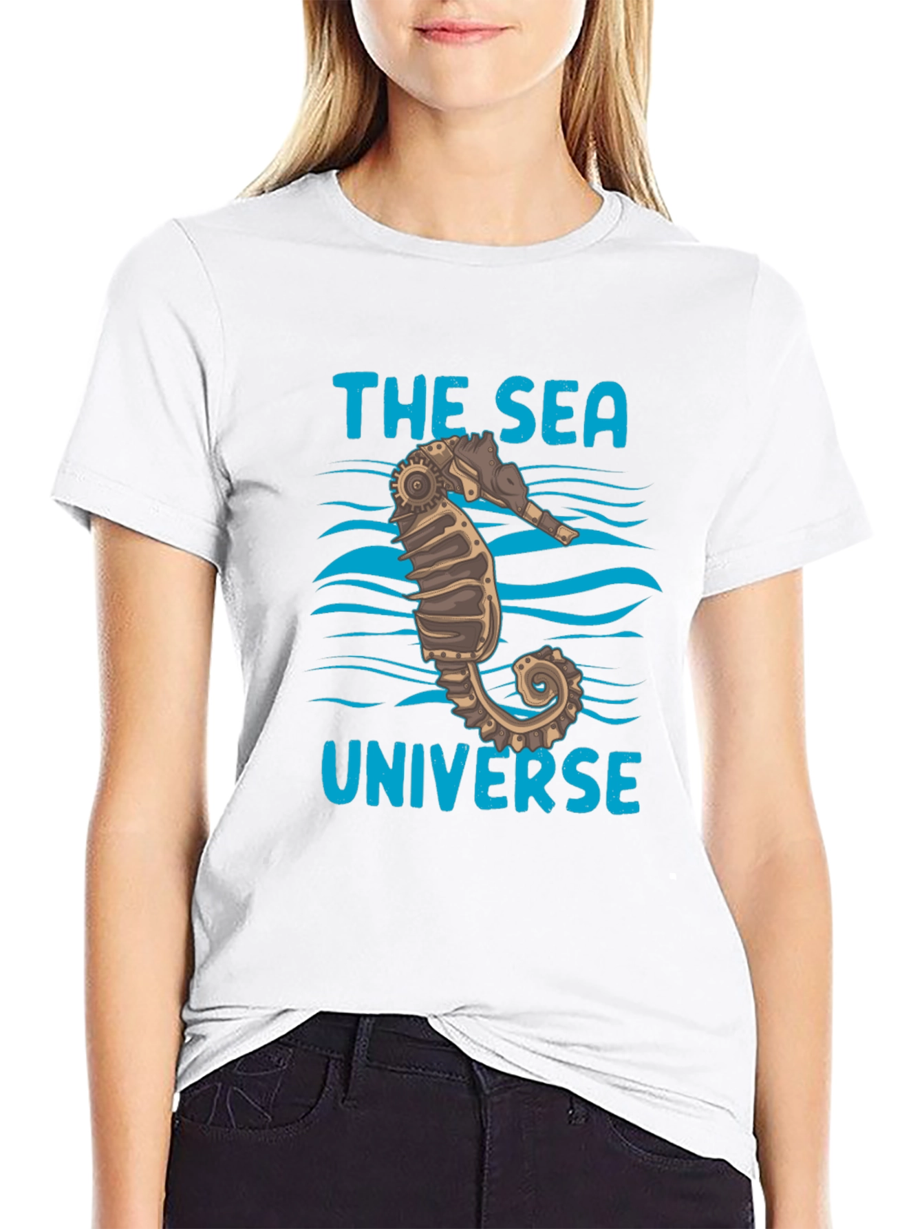 The Sea Universe Black Graphic T-Shirt
