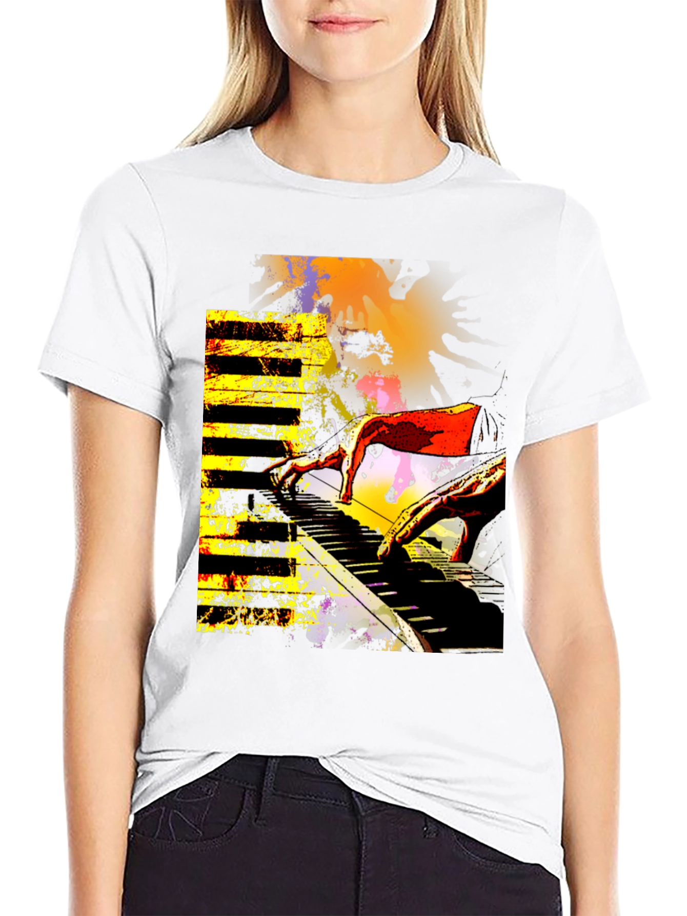 Abstract Piano Keys Graphic T-Shirt