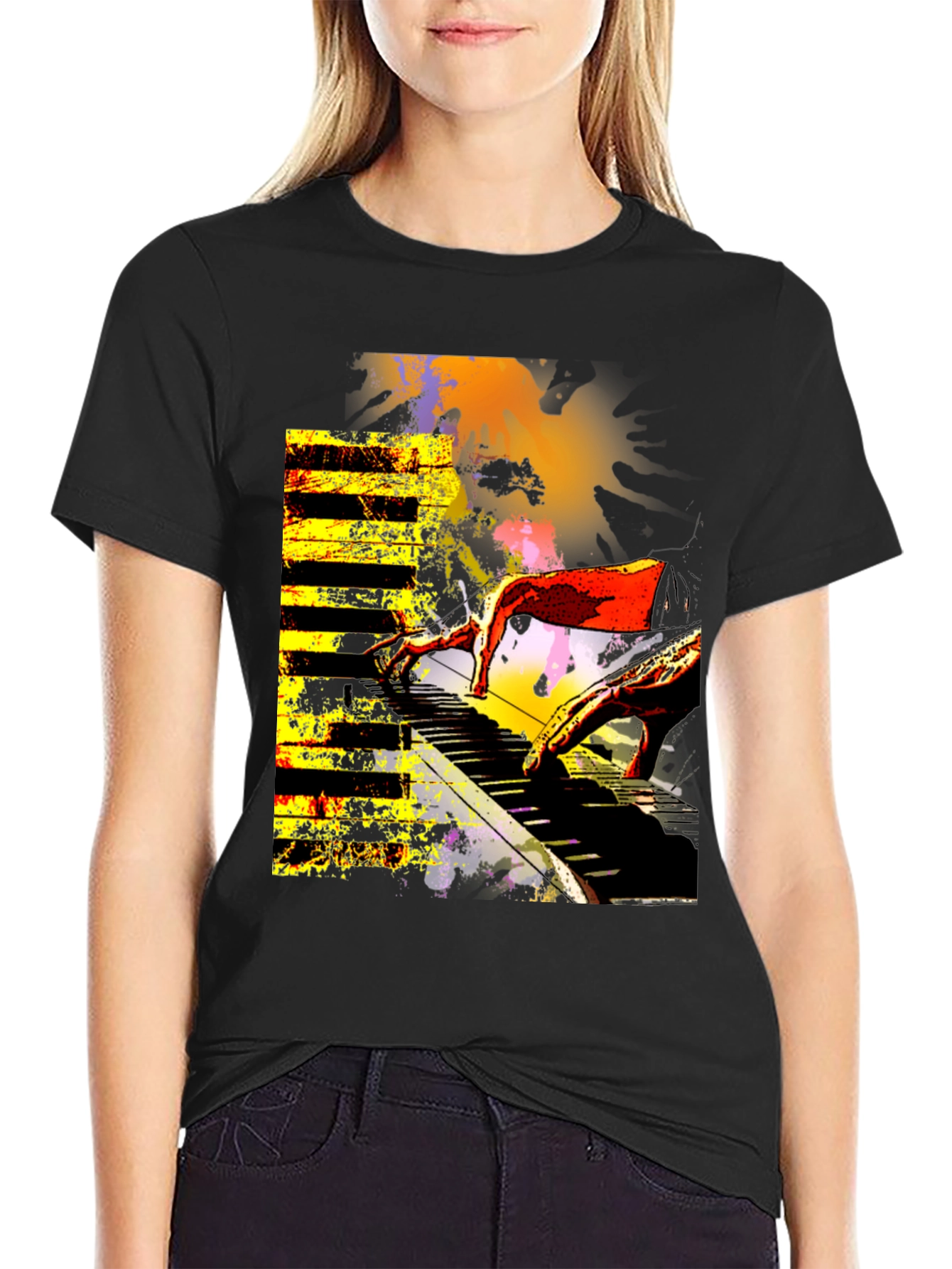 Abstract Piano Keys Graphic T-Shirt