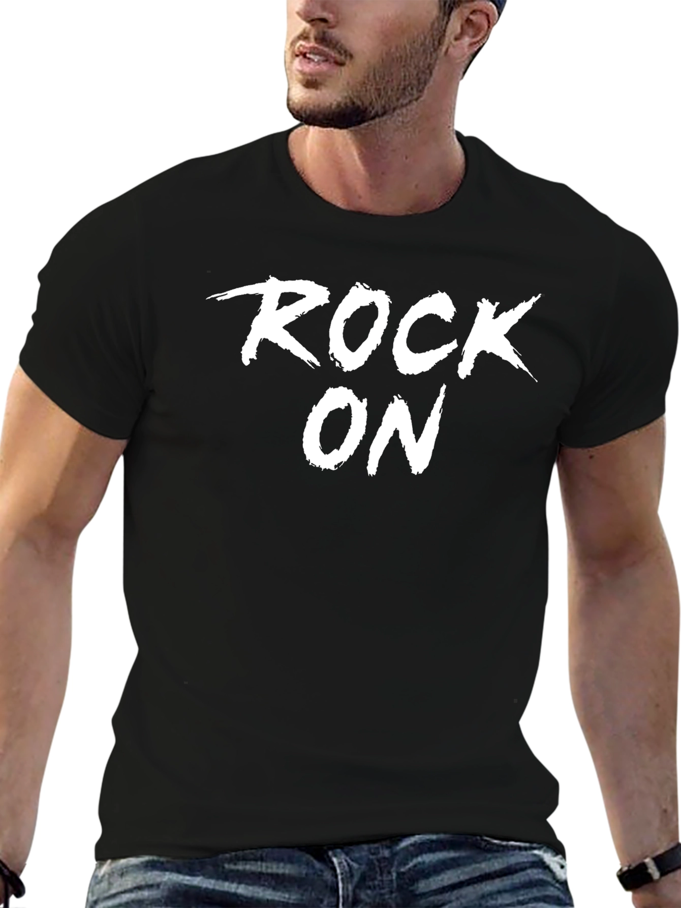 Rock On Graphic Tee - Black Casual T-Shirt
