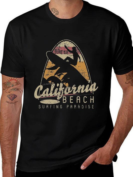 California Beach Surfing Paradise Graphic Tee