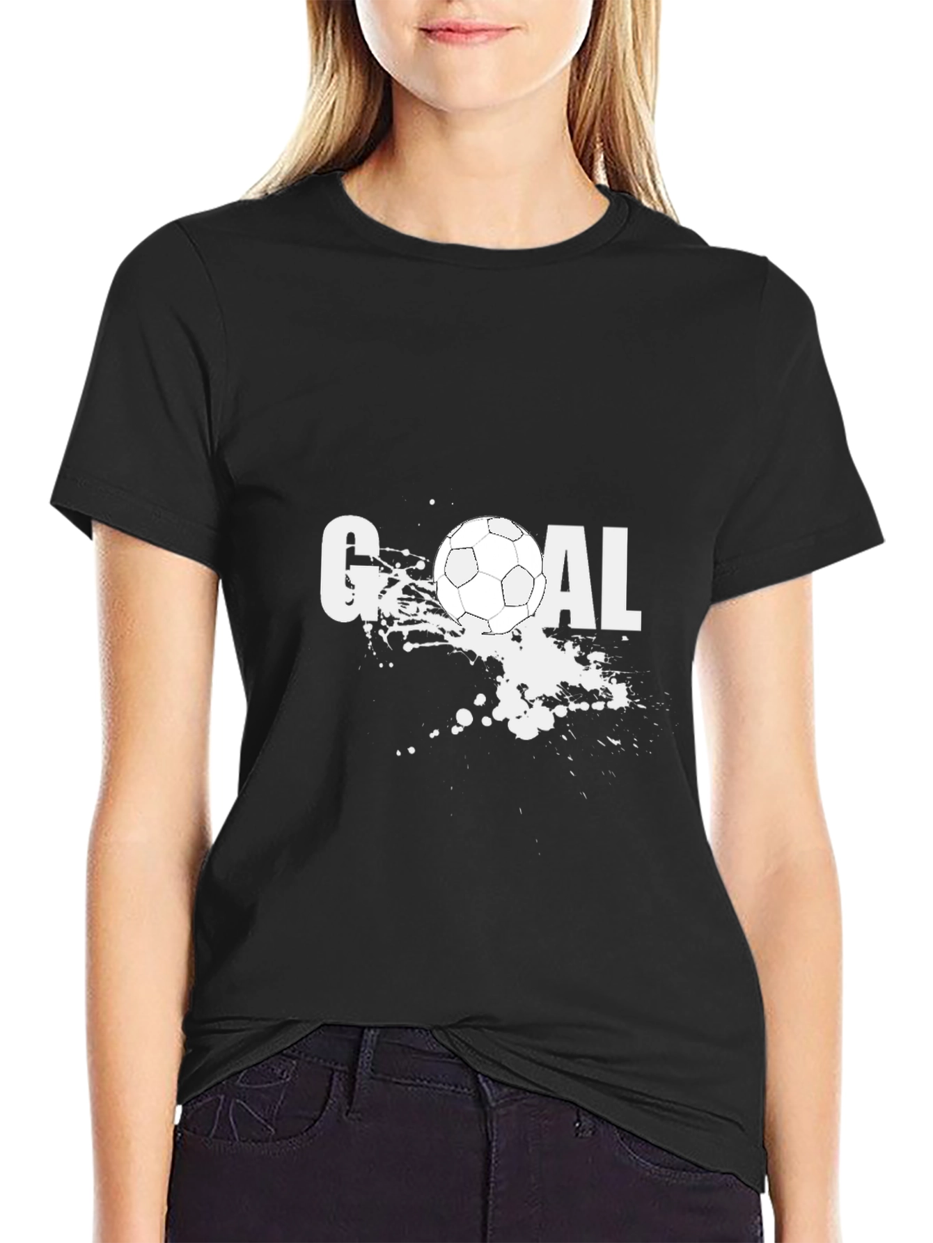 Goal! Soccer Ball Graphic Tee - Black Cotton T-Shirt