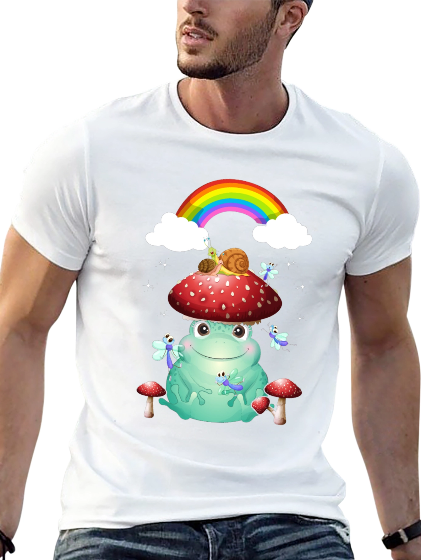 Frog & Mushroom T-Shirt with Rainbow