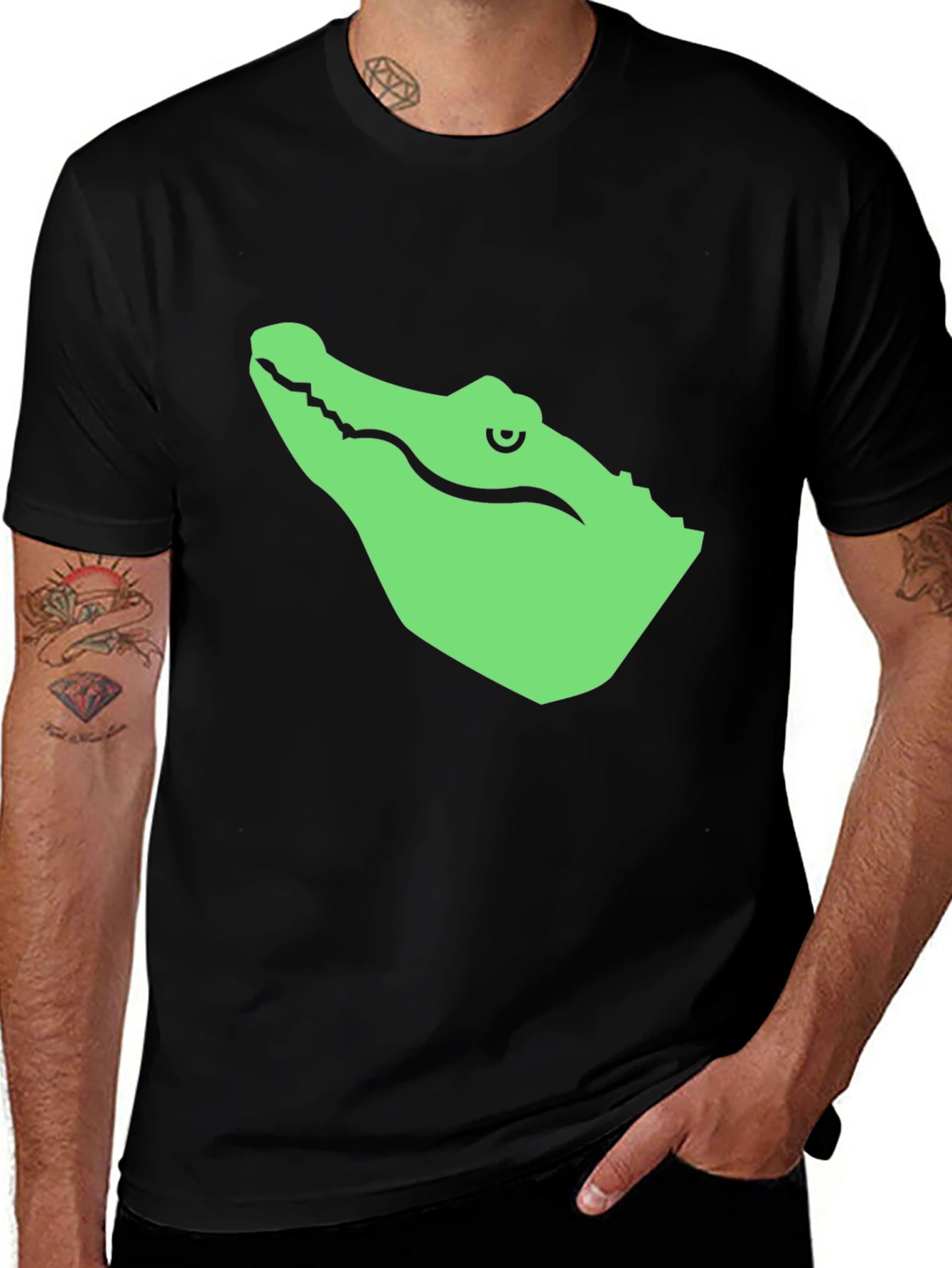 Alligator Graphic Tee - Black Cotton T-Shirt