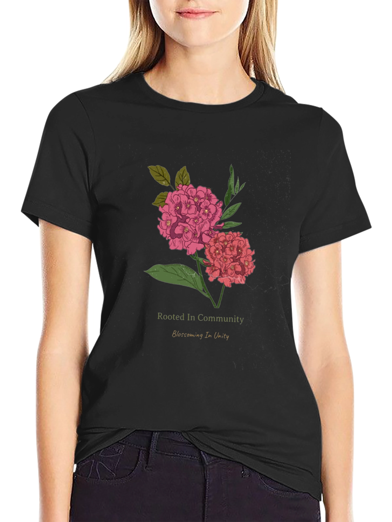 Rooted In Community Floral Graphic T-Shirt