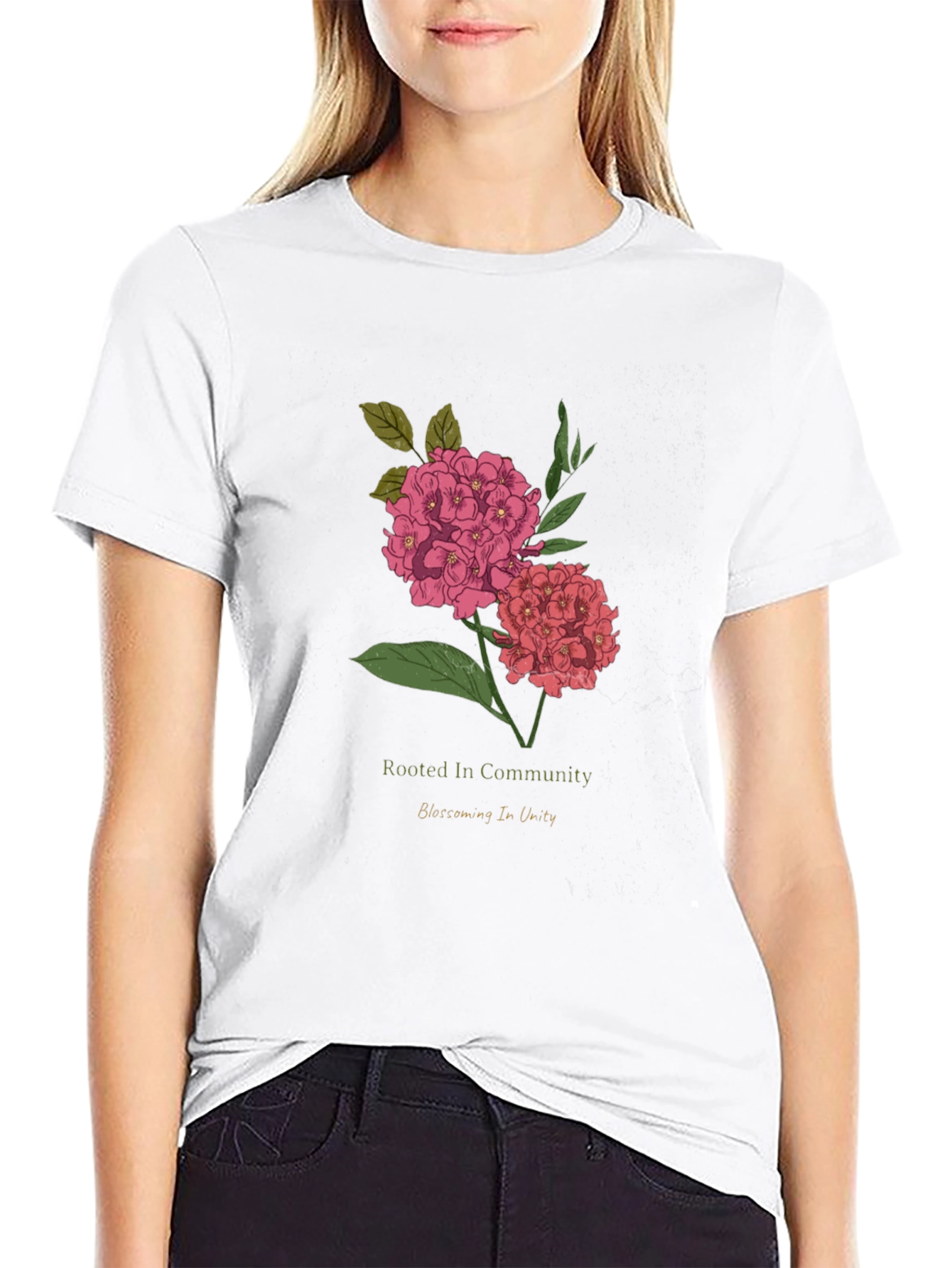 Rooted In Community Floral Graphic T-Shirt