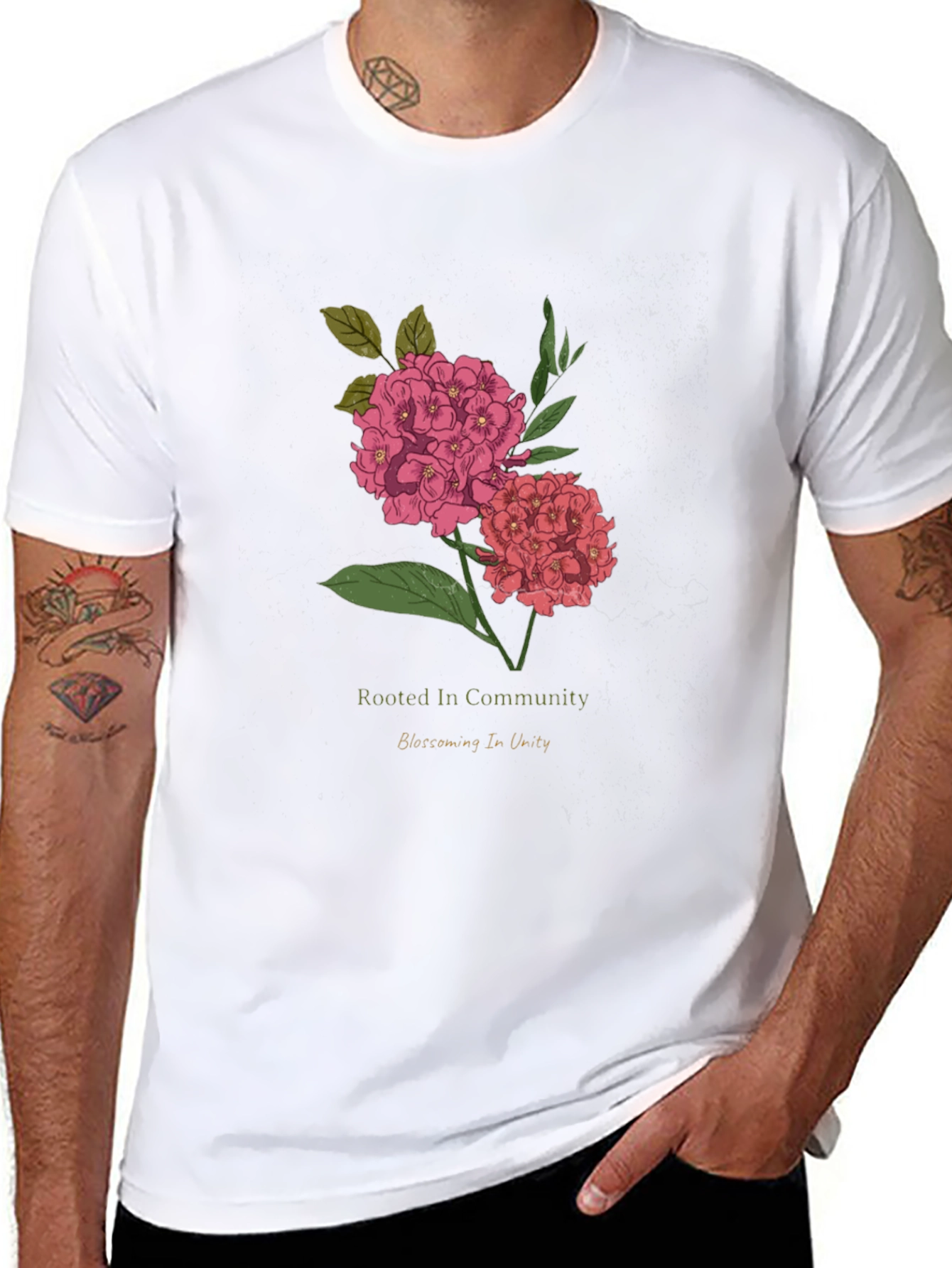 Rooted In Community Floral Graphic T-Shirt