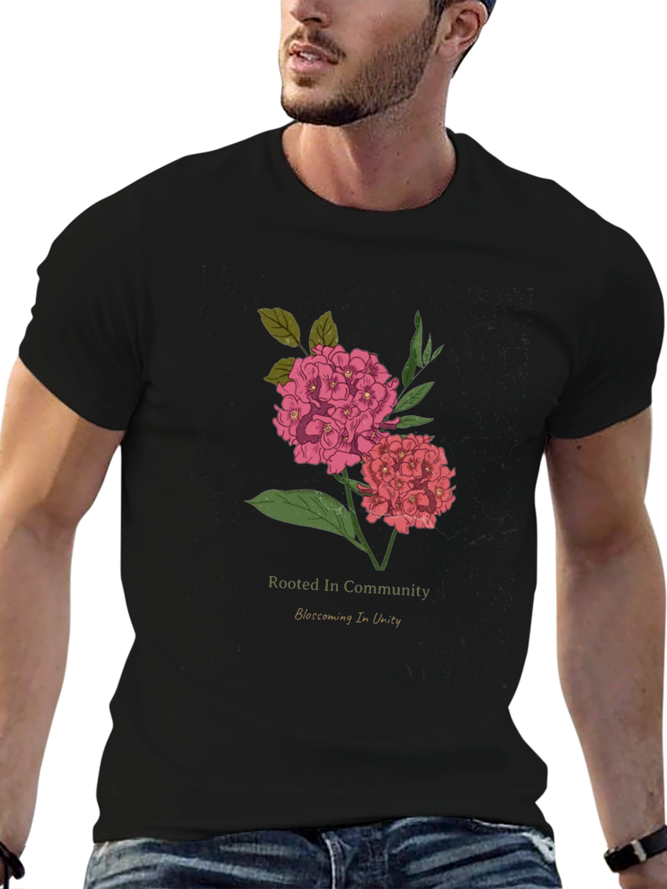 Rooted In Community Floral Graphic T-Shirt