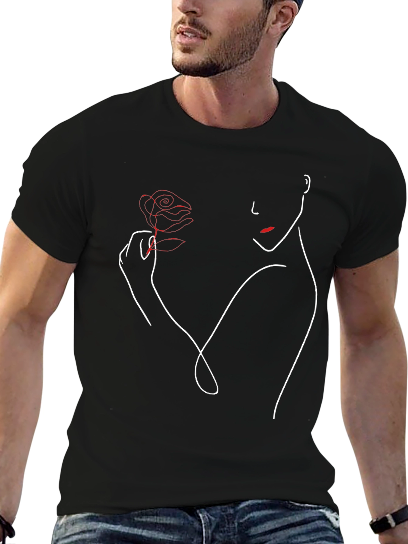 Minimalist Rose Woman T-Shirt | Elegant Floral Graphic Tee | Aesthetic Art Shirt | Gift for Women | Free Shipping $50+