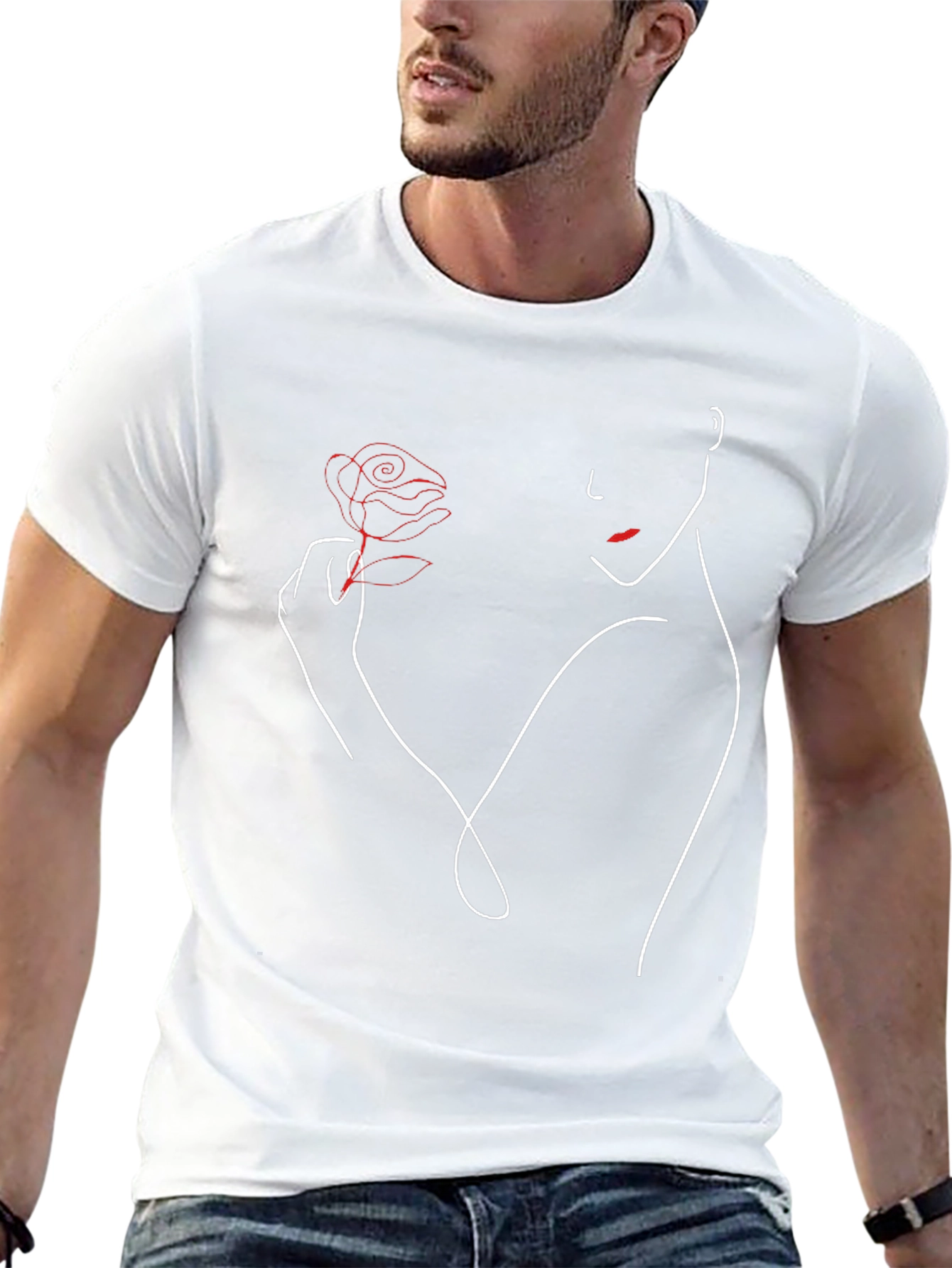Minimalist Rose Woman T-Shirt | Elegant Floral Graphic Tee | Aesthetic Art Shirt | Gift for Women | Free Shipping $50+