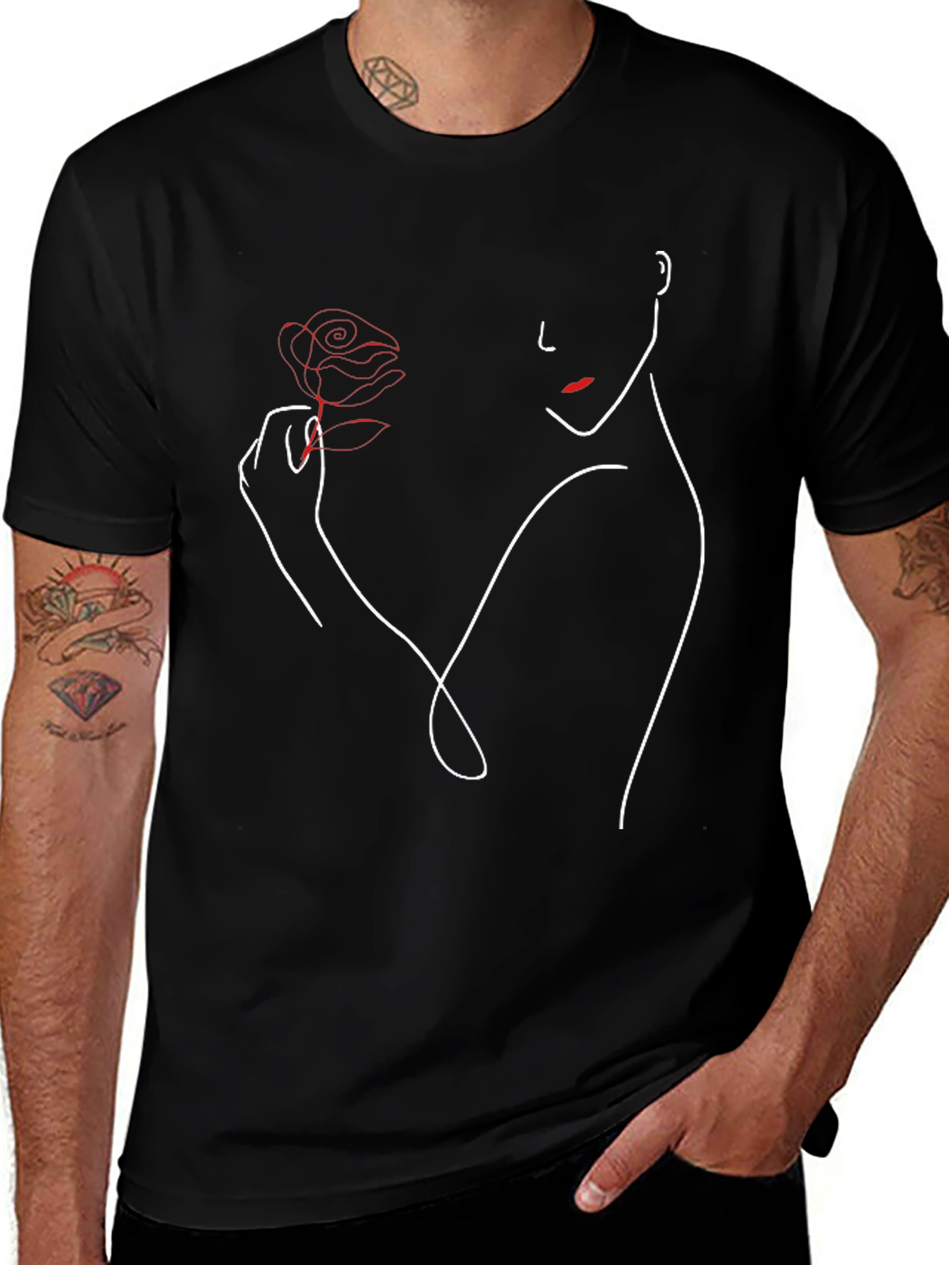 Minimalist Rose Woman T-Shirt | Elegant Floral Graphic Tee | Aesthetic Art Shirt | Gift for Women | Free Shipping $50+