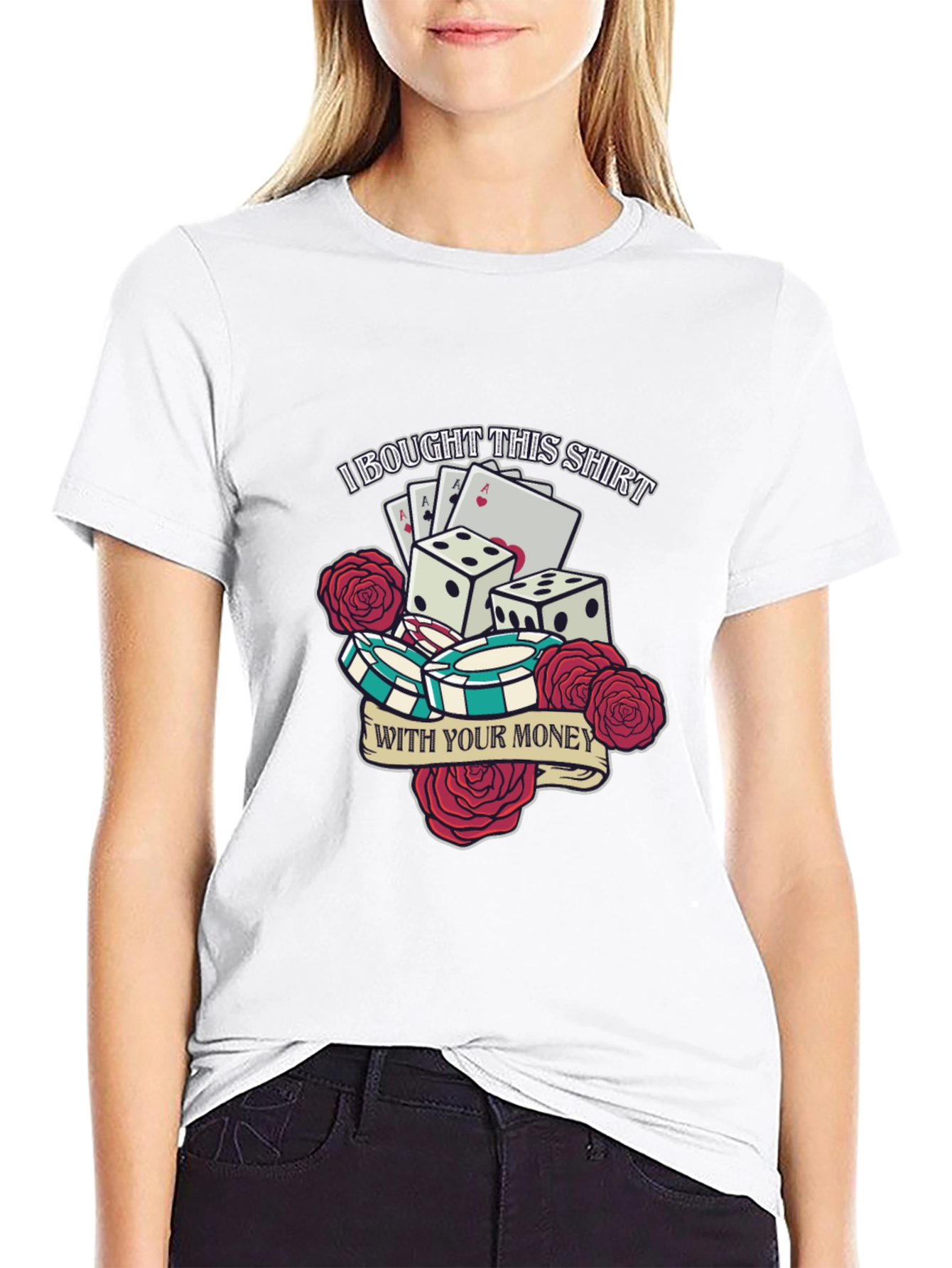 Gambling Dice and Roses Graphic Tee