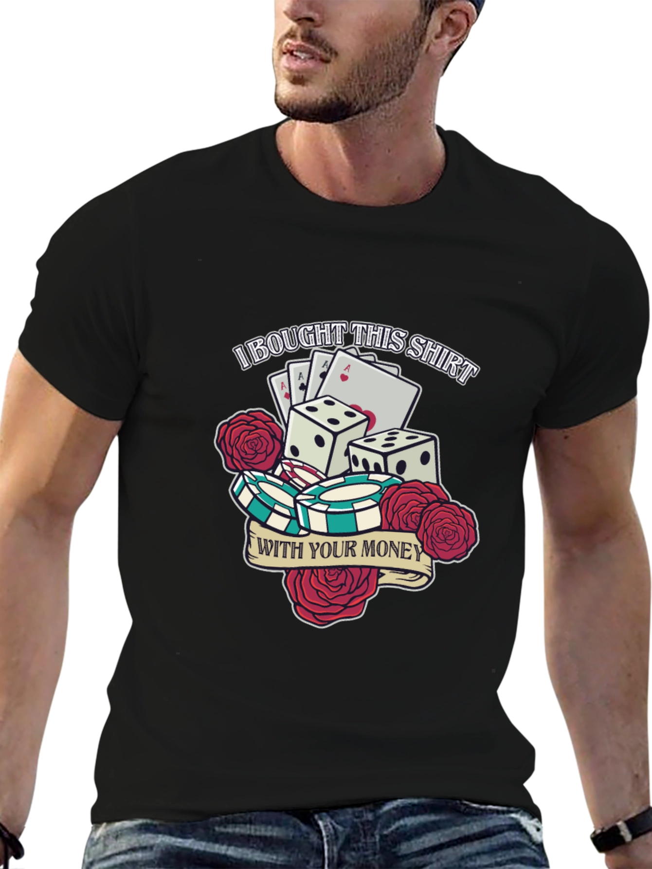 Gambling Dice and Roses Graphic Tee