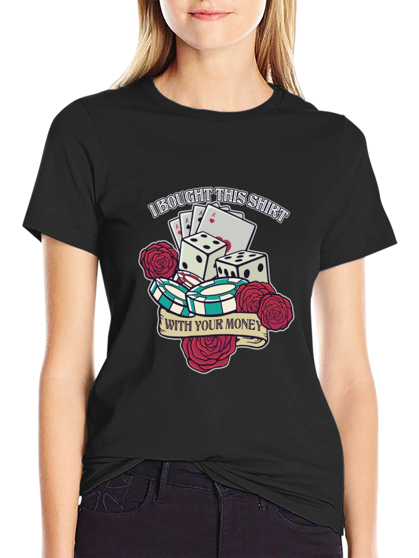 Gambling Dice and Roses Graphic Tee