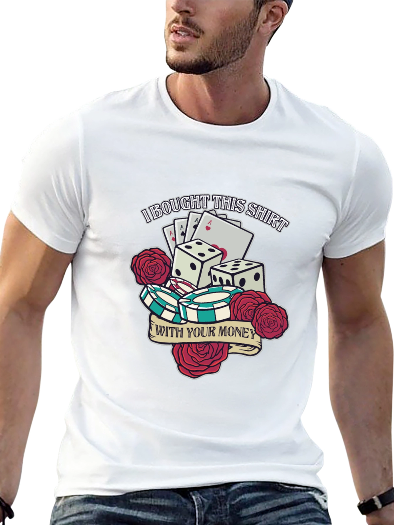 Gambling Dice and Roses Graphic Tee
