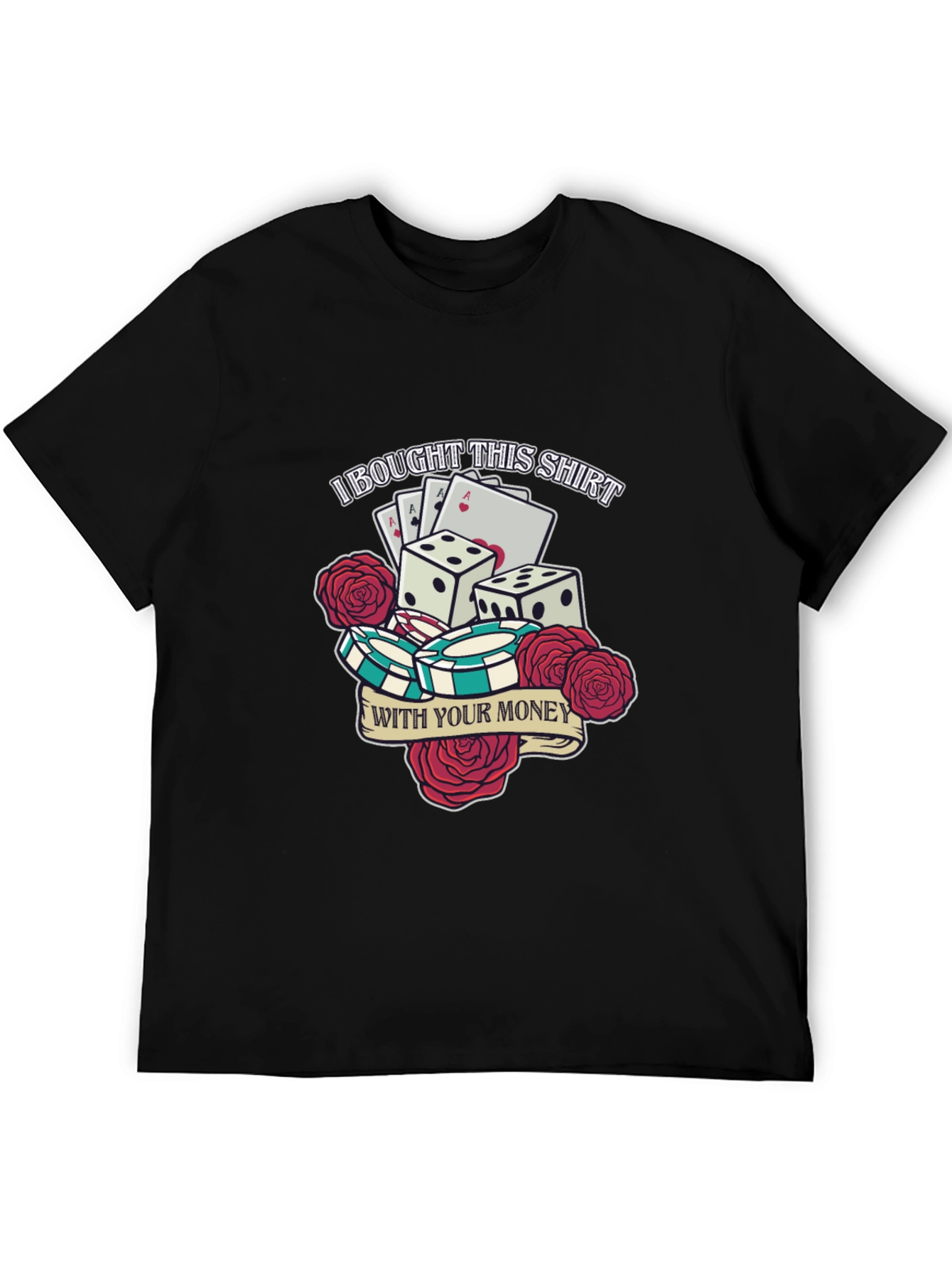 Gambling Dice and Roses Graphic Tee