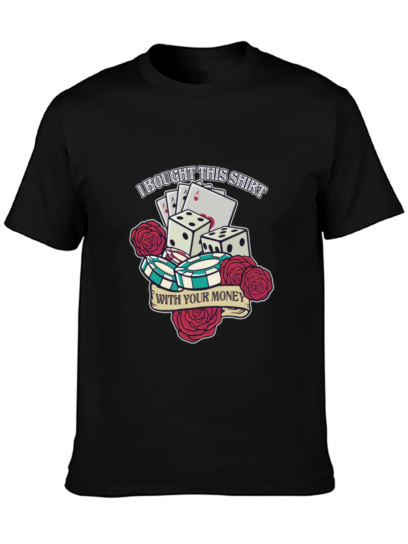 Gambling Dice and Roses Graphic Tee
