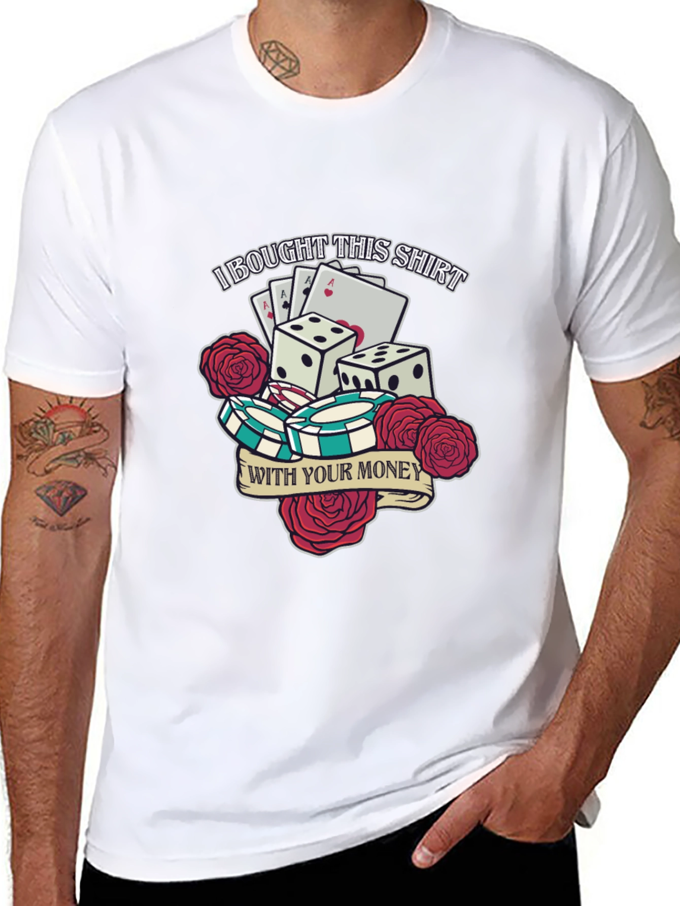 Gambling Dice and Roses Graphic Tee