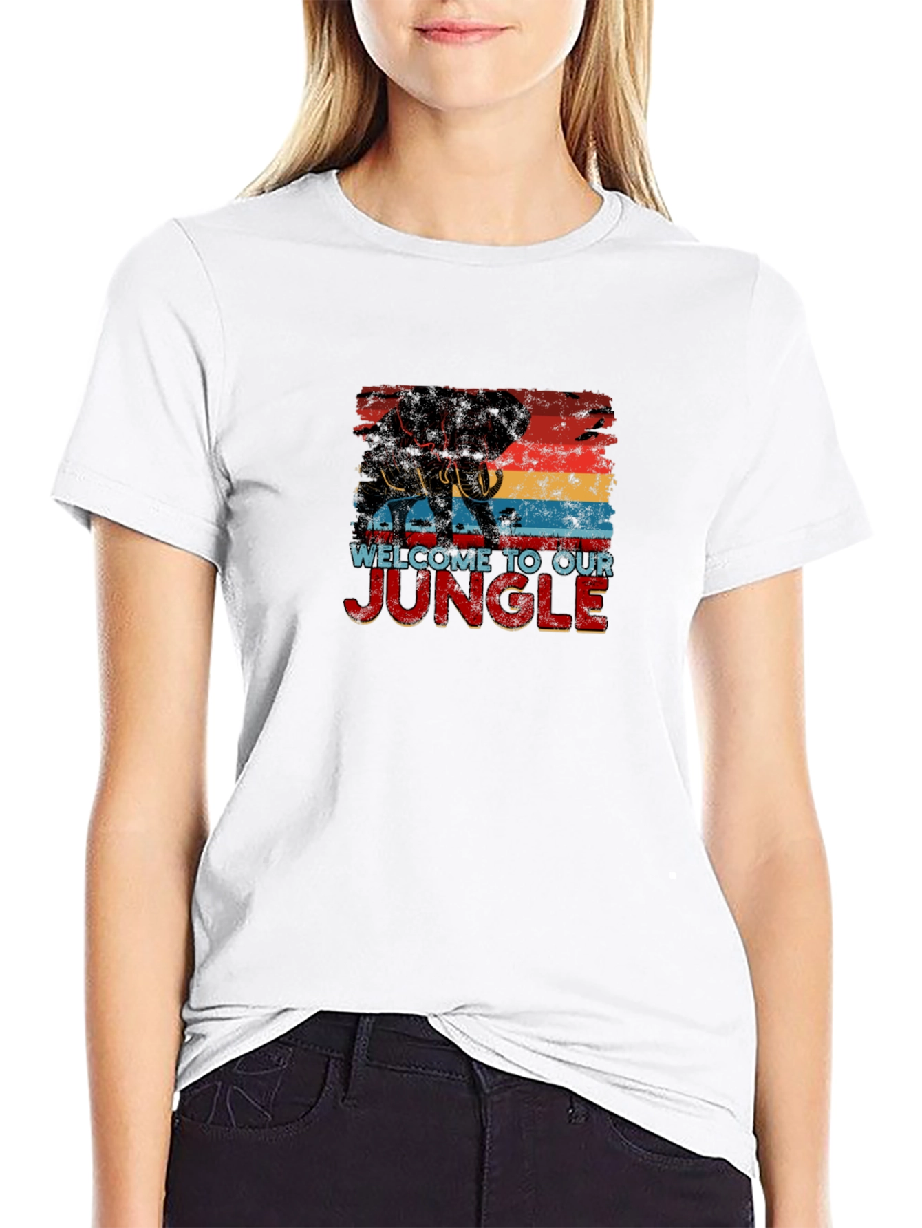 Welcome To Our Jungle Tee - Elephant Graphic T-Shirt