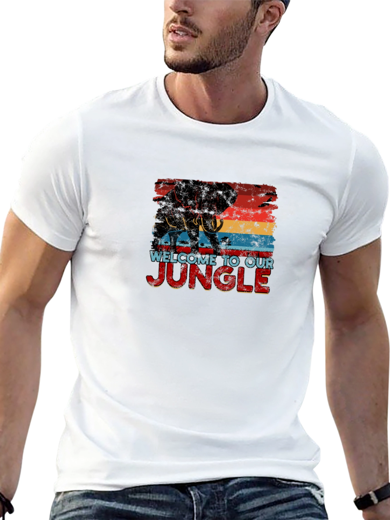 Welcome To Our Jungle Tee - Elephant Graphic T-Shirt