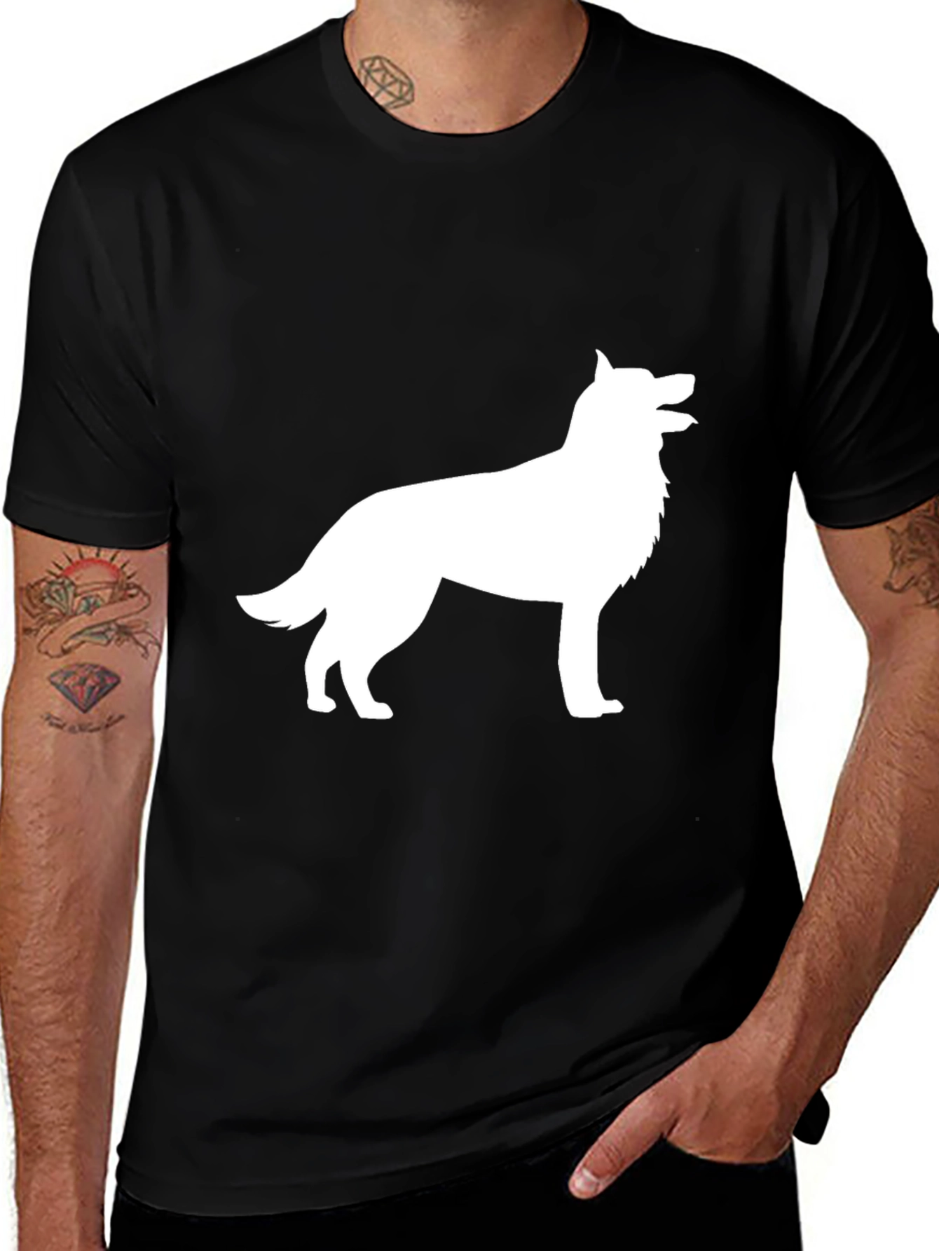 Dog Silhouette Black T-Shirt